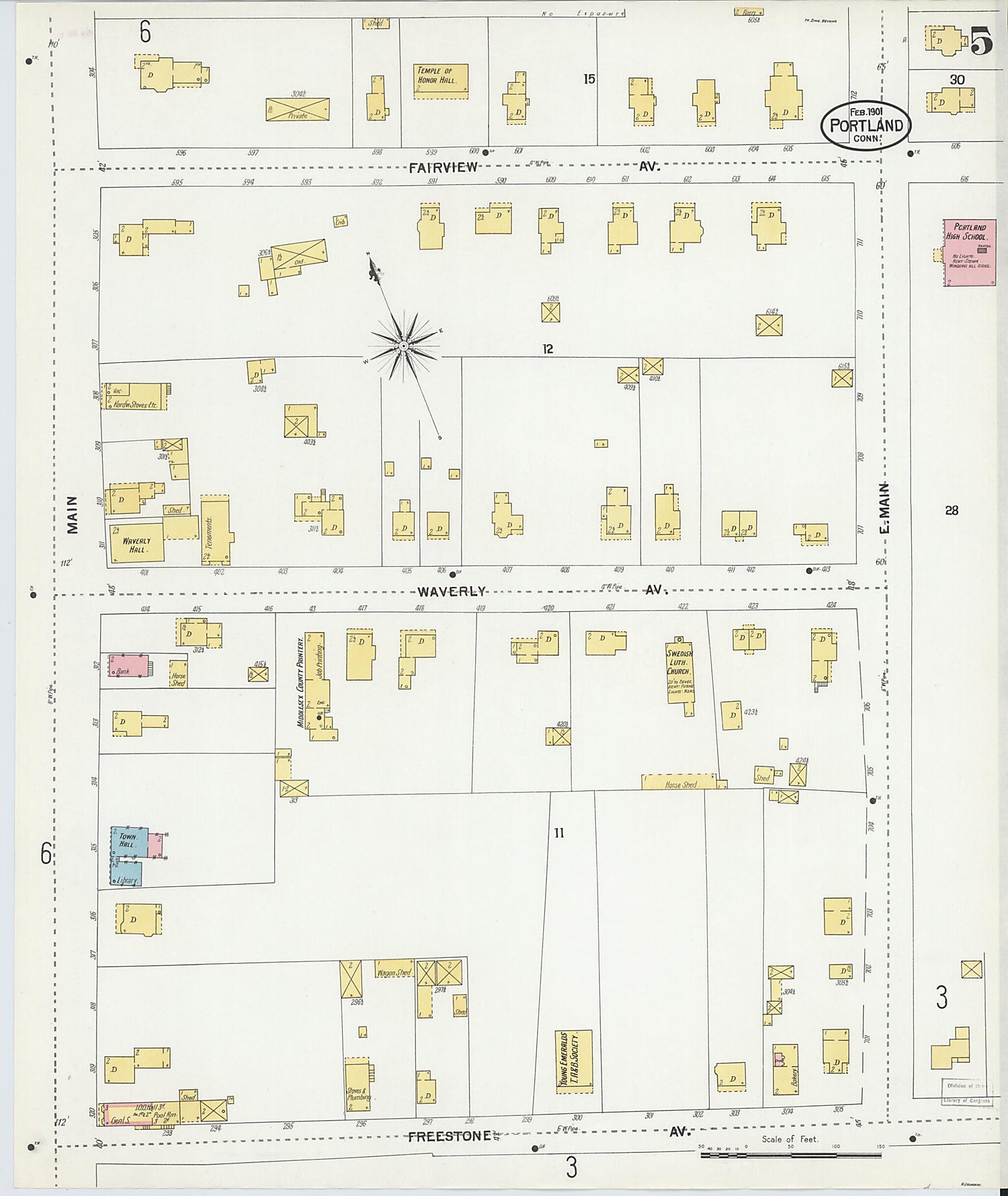 This old map of Portland, Middlesex County, Connecticut was created by Sanborn Map Company in 1901