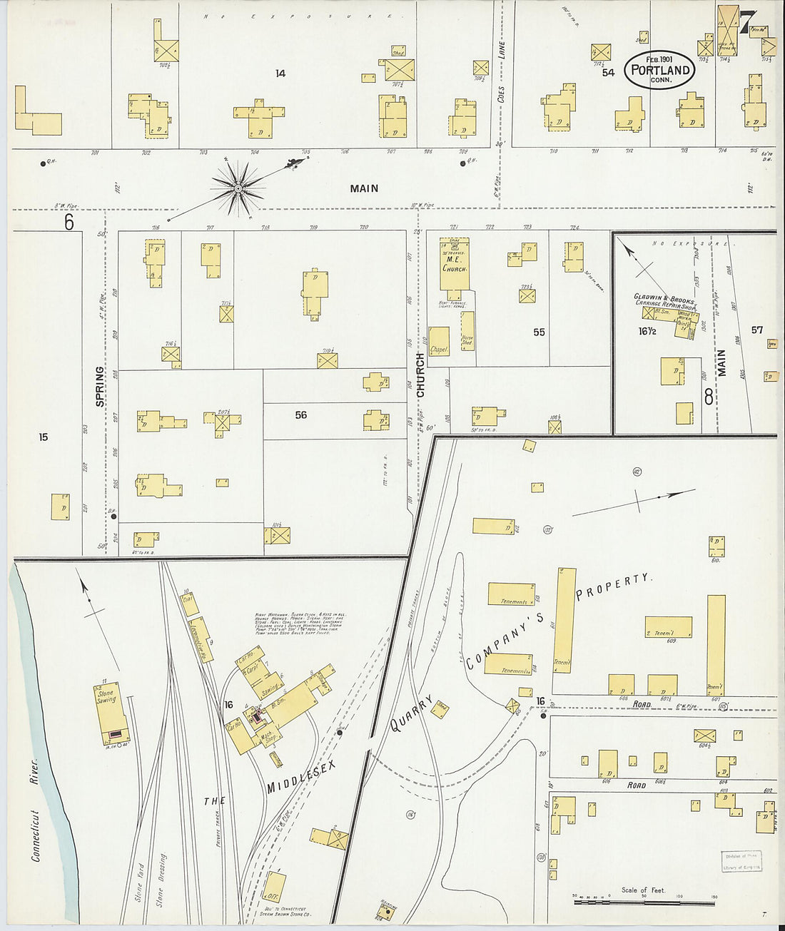 This old map of Portland, Middlesex County, Connecticut was created by Sanborn Map Company in 1901