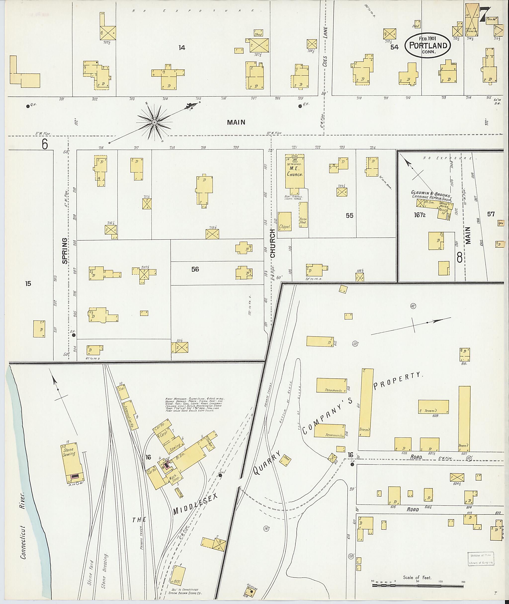 This old map of Portland, Middlesex County, Connecticut was created by Sanborn Map Company in 1901