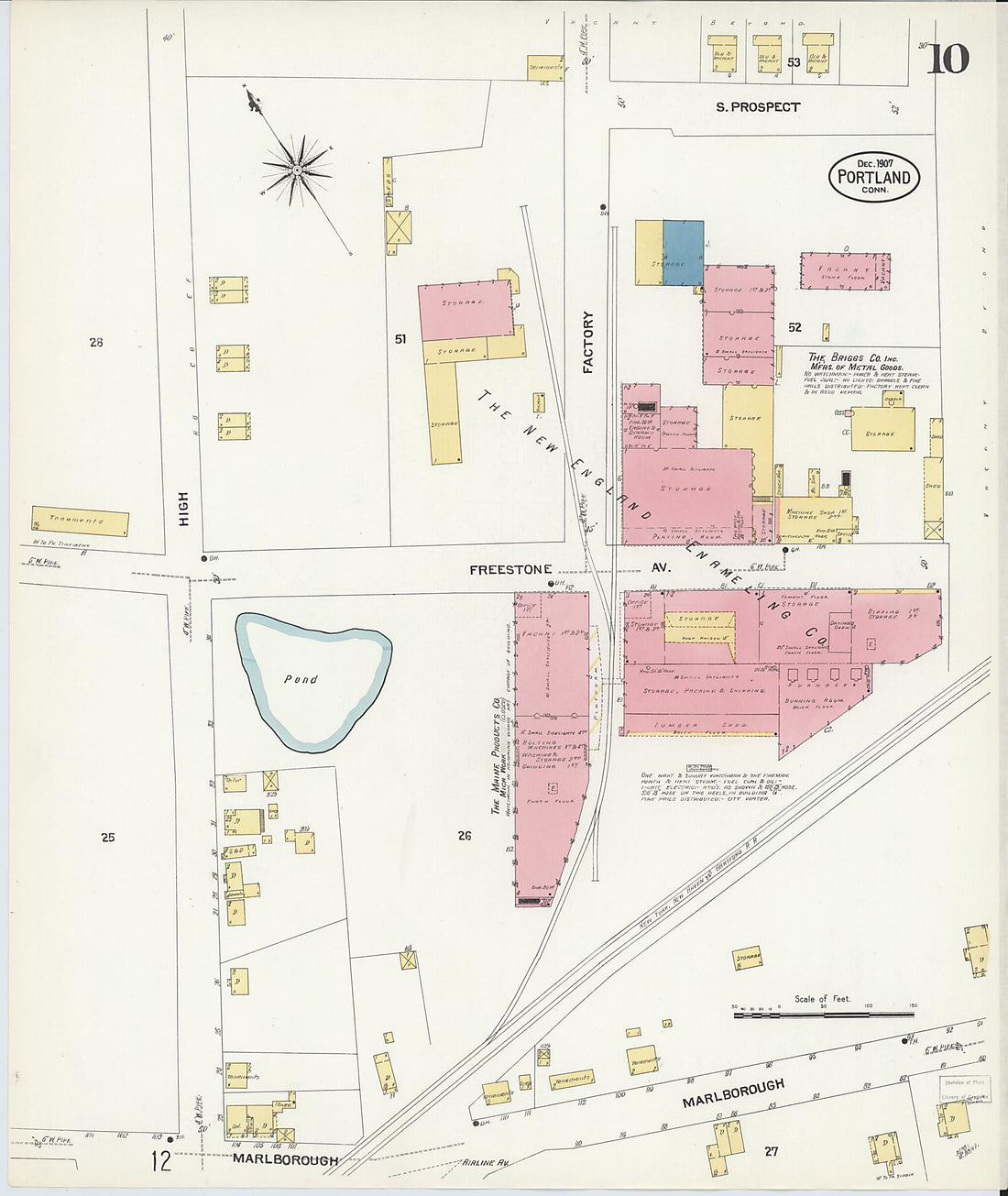 This old map of Portland, Middlesex County, Connecticut was created by Sanborn Map Company in 1907