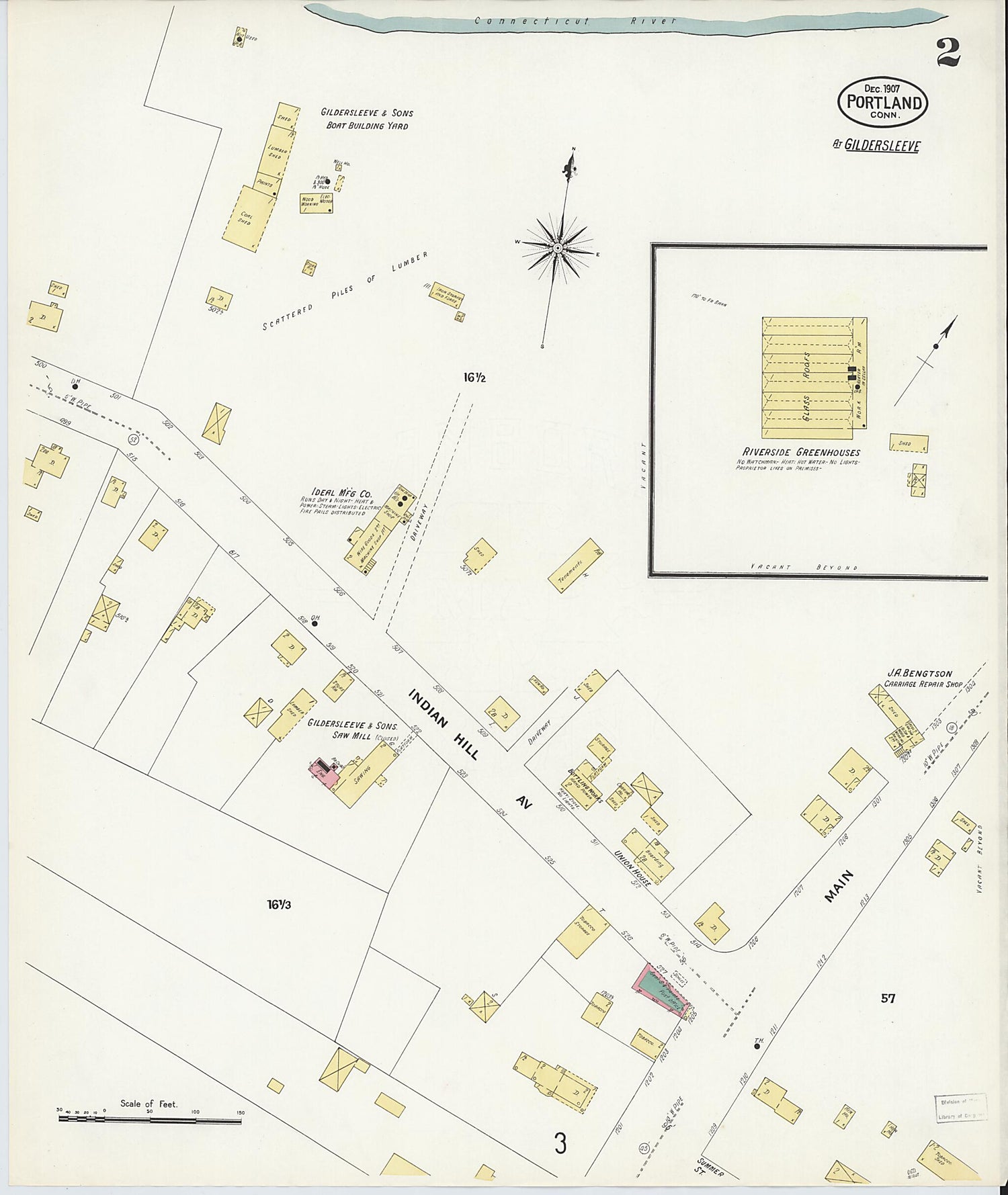 This old map of Portland, Middlesex County, Connecticut was created by Sanborn Map Company in 1907