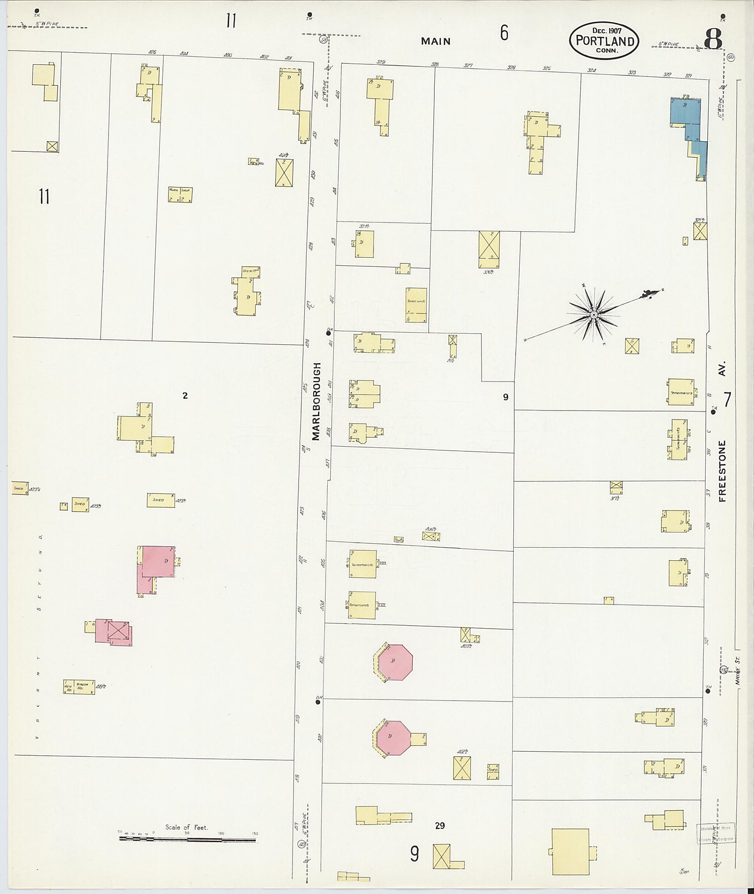 This old map of Portland, Middlesex County, Connecticut was created by Sanborn Map Company in 1907