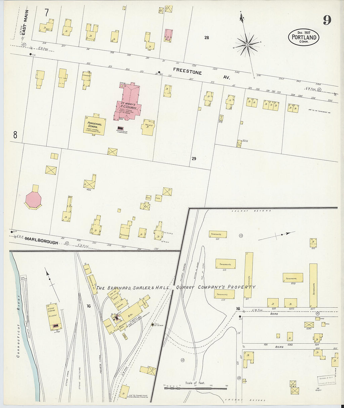 This old map of Portland, Middlesex County, Connecticut was created by Sanborn Map Company in 1907