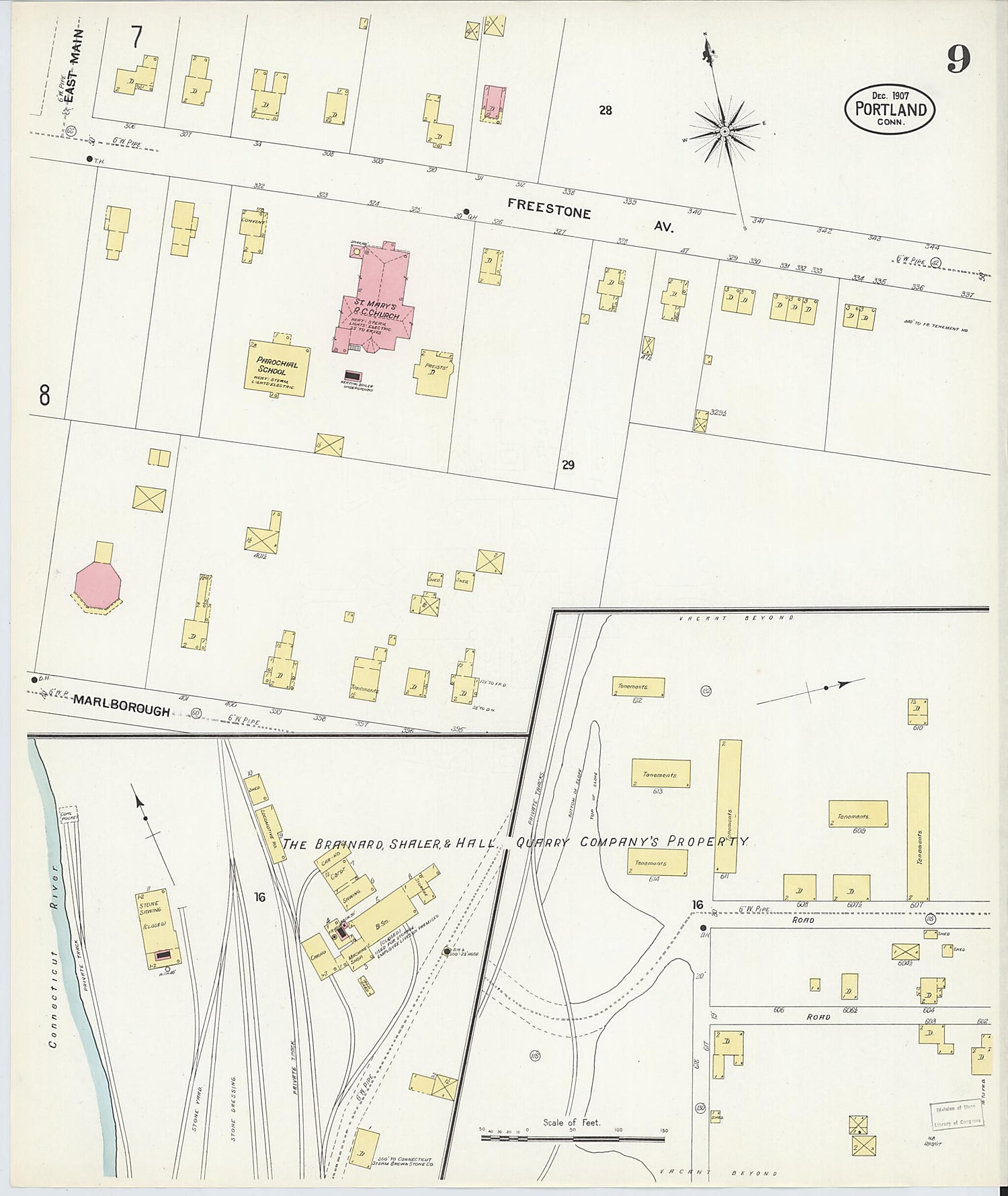 This old map of Portland, Middlesex County, Connecticut was created by Sanborn Map Company in 1907