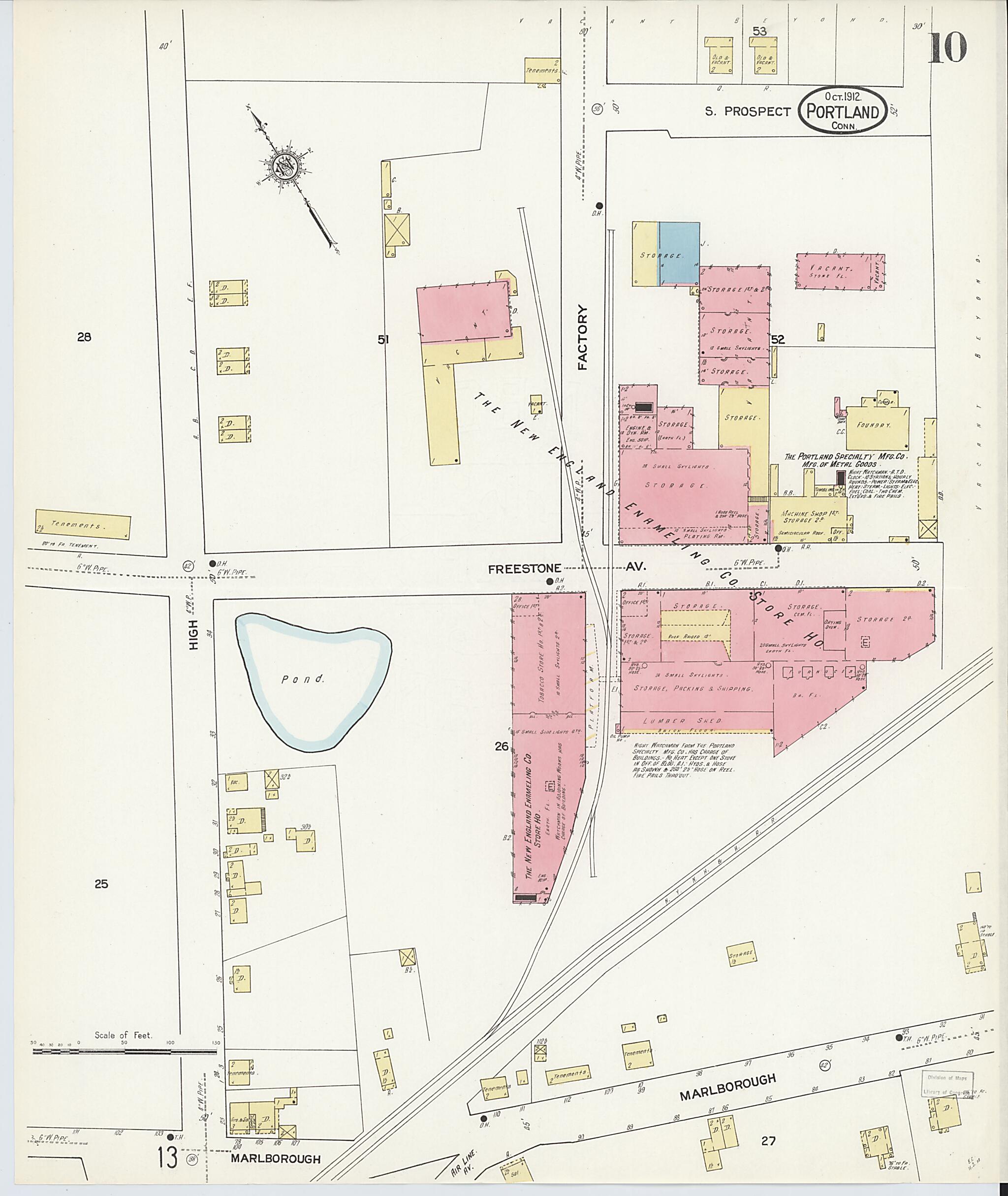 This old map of Portland, Middlesex County, Connecticut was created by Sanborn Map Company in 1912