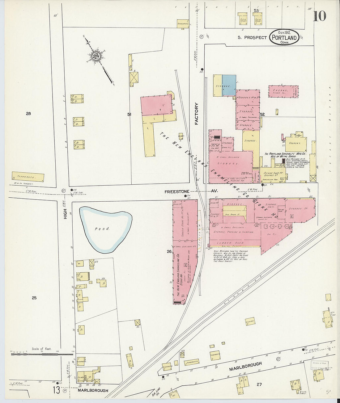 This old map of Portland, Middlesex County, Connecticut was created by Sanborn Map Company in 1912