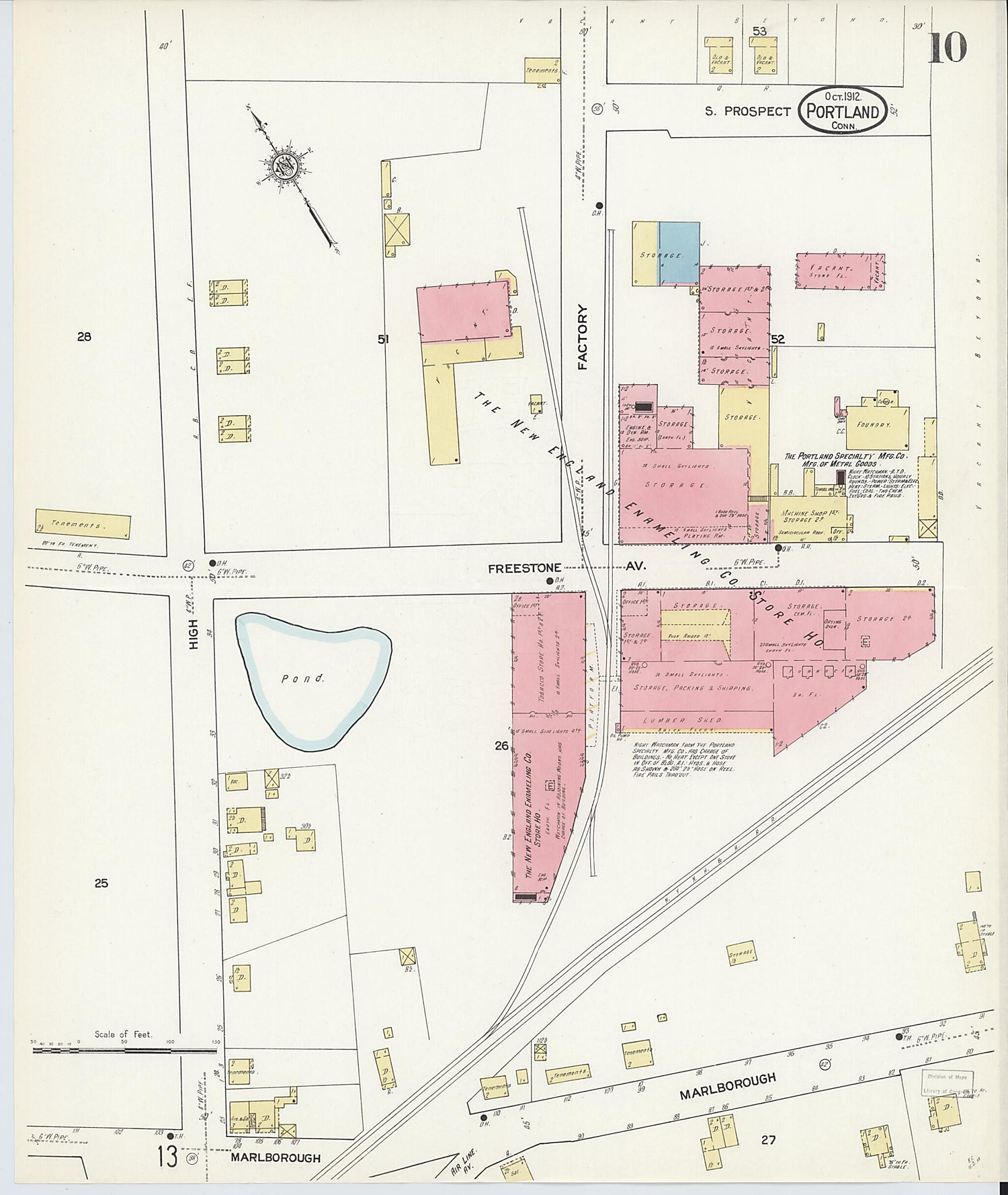 This old map of Portland, Middlesex County, Connecticut was created by Sanborn Map Company in 1912