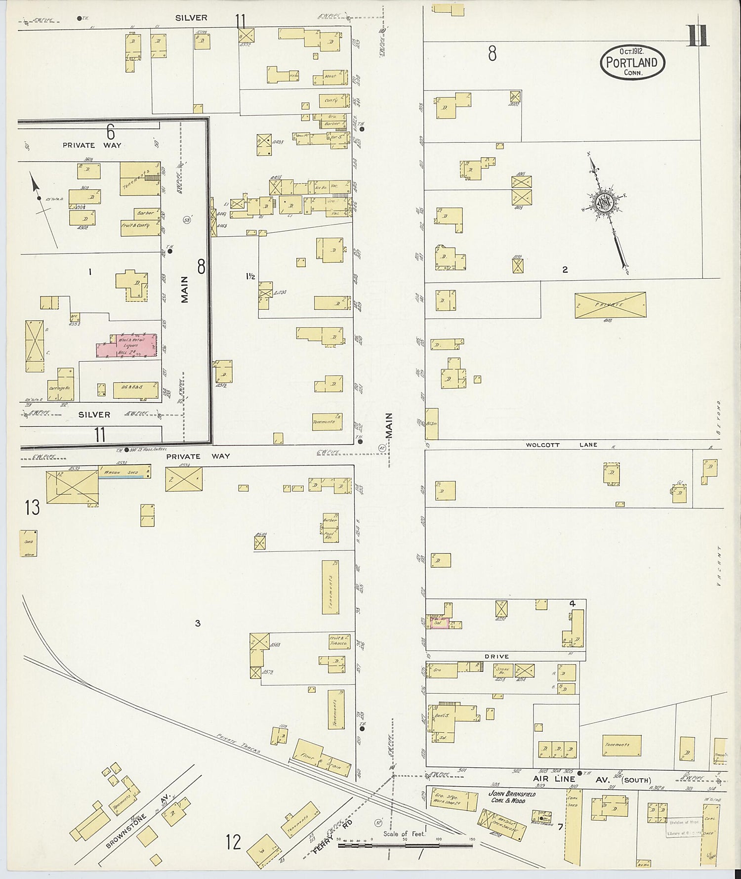 This old map of Portland, Middlesex County, Connecticut was created by Sanborn Map Company in 1912