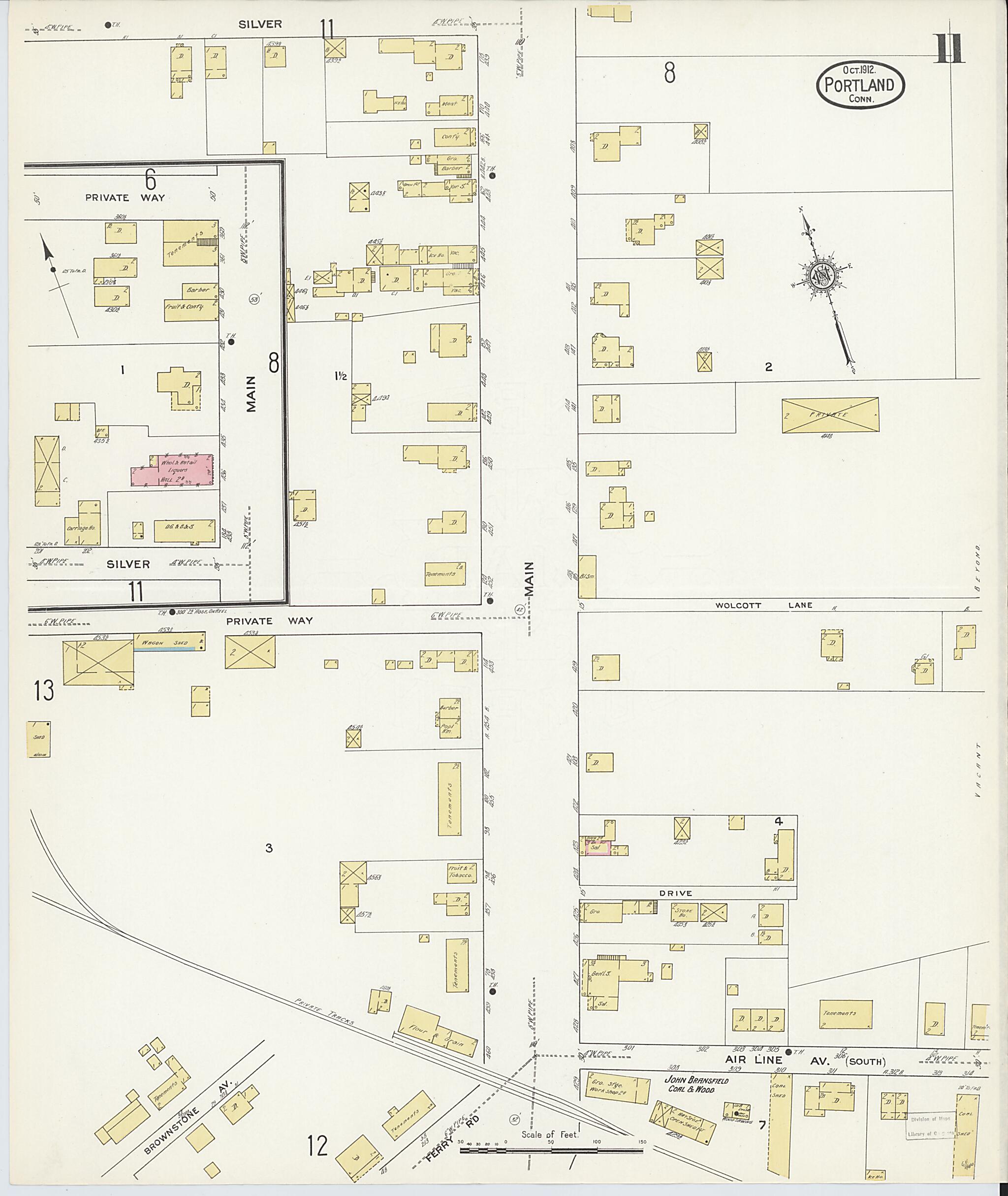 This old map of Portland, Middlesex County, Connecticut was created by Sanborn Map Company in 1912
