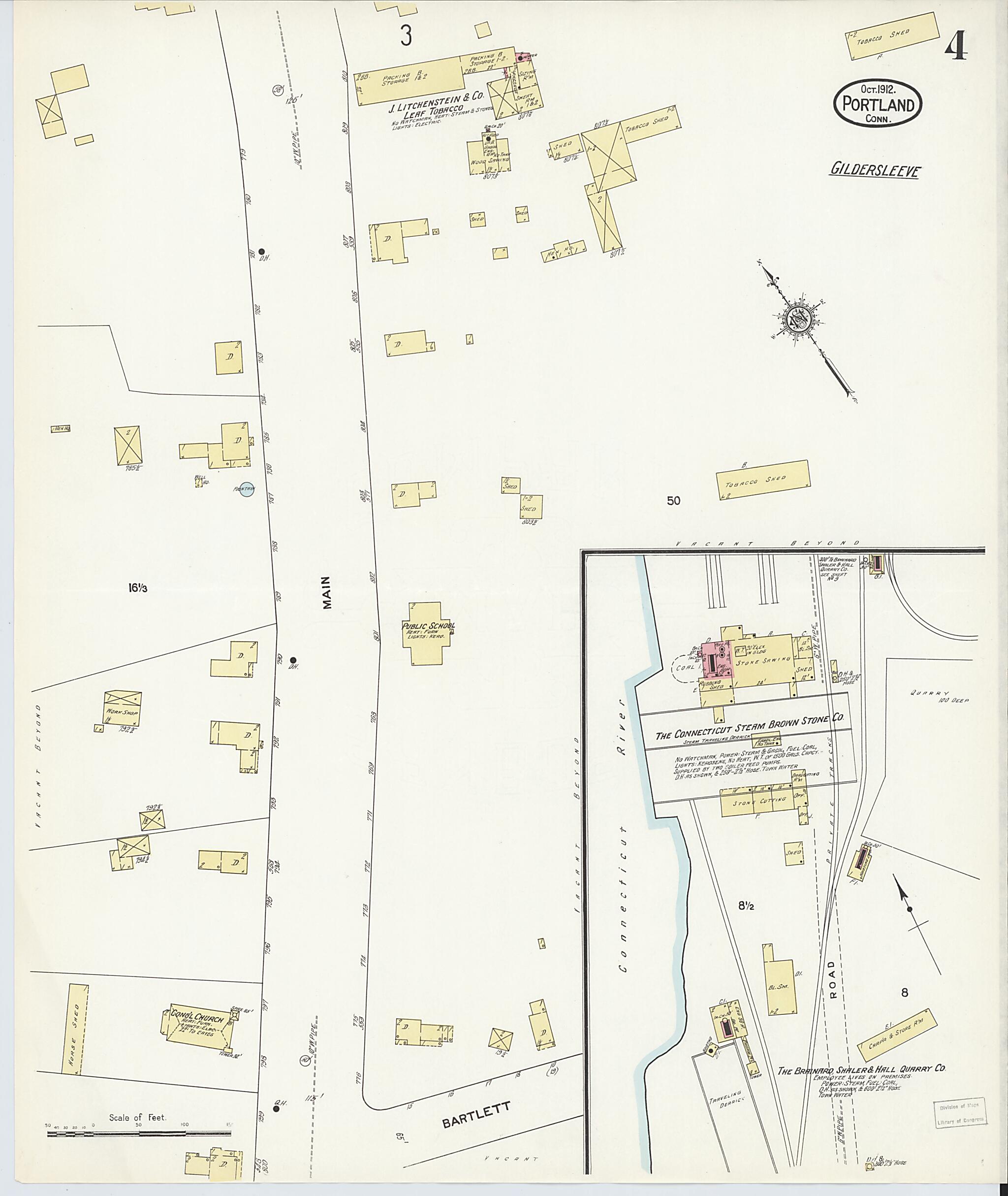 This old map of Portland, Middlesex County, Connecticut was created by Sanborn Map Company in 1912