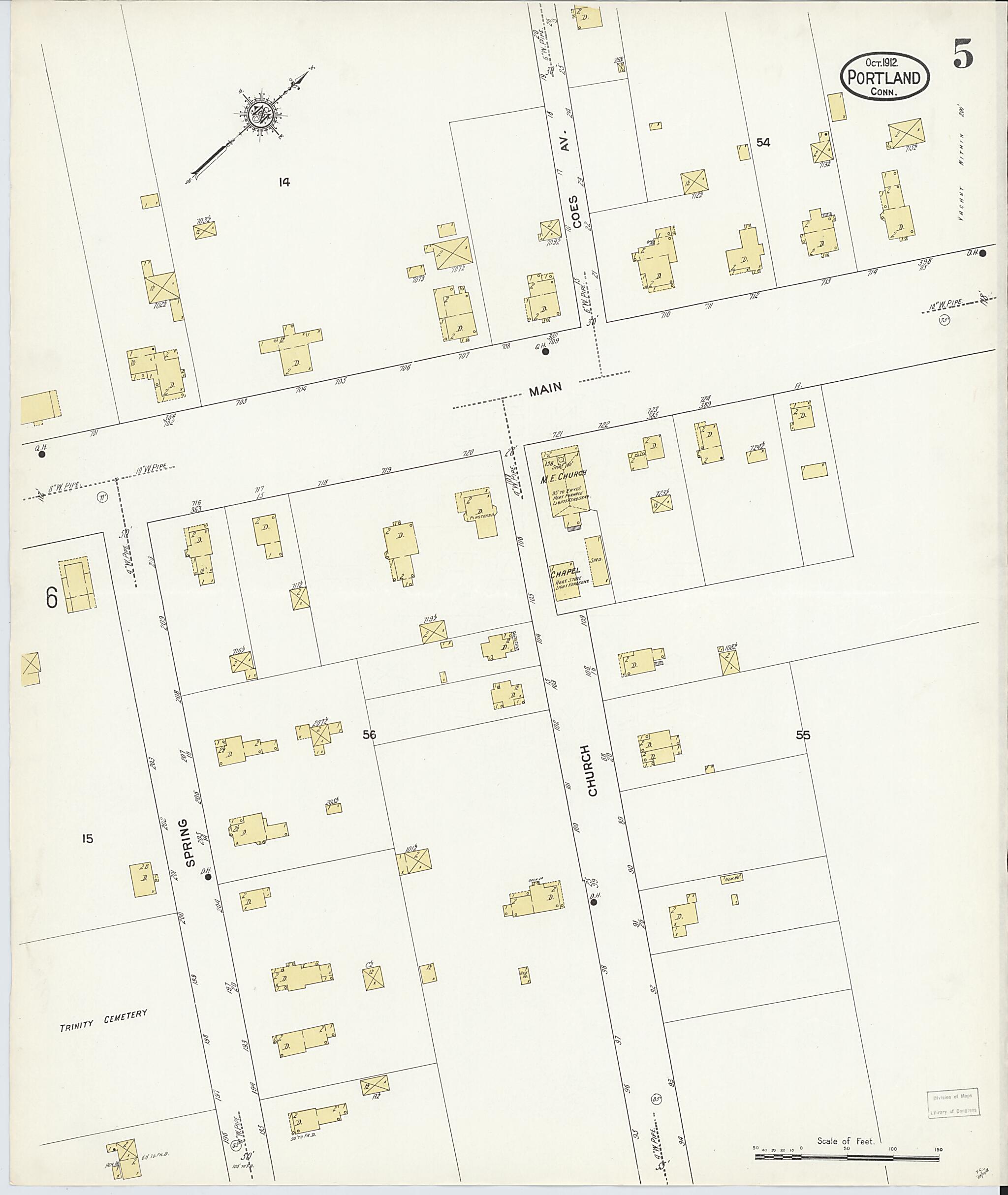 This old map of Portland, Middlesex County, Connecticut was created by Sanborn Map Company in 1912