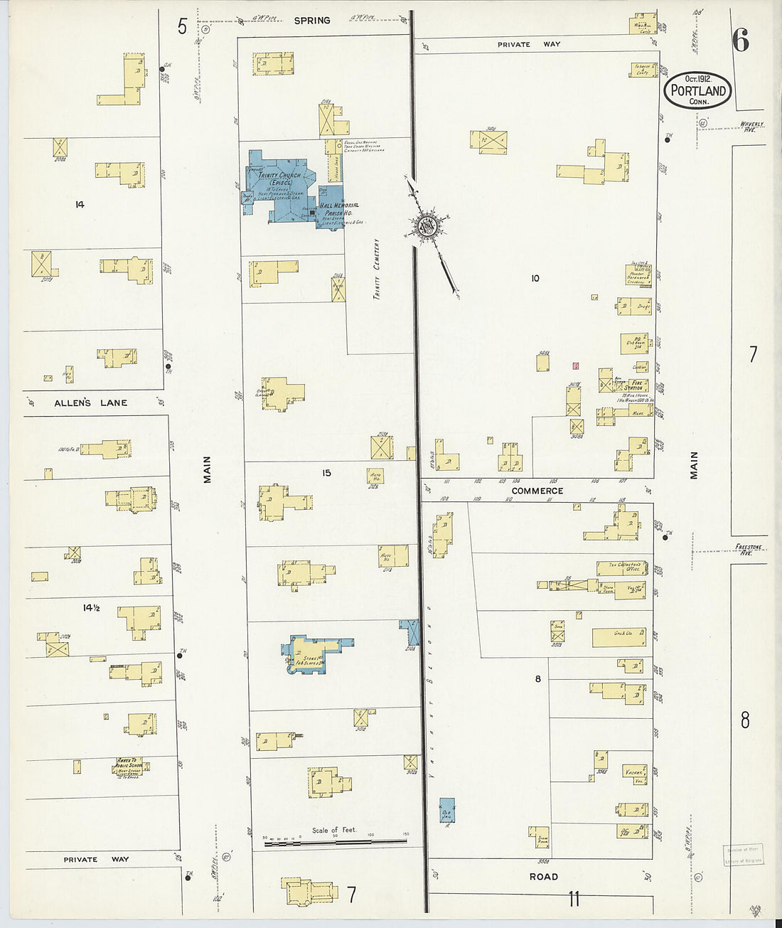 This old map of Portland, Middlesex County, Connecticut was created by Sanborn Map Company in 1912