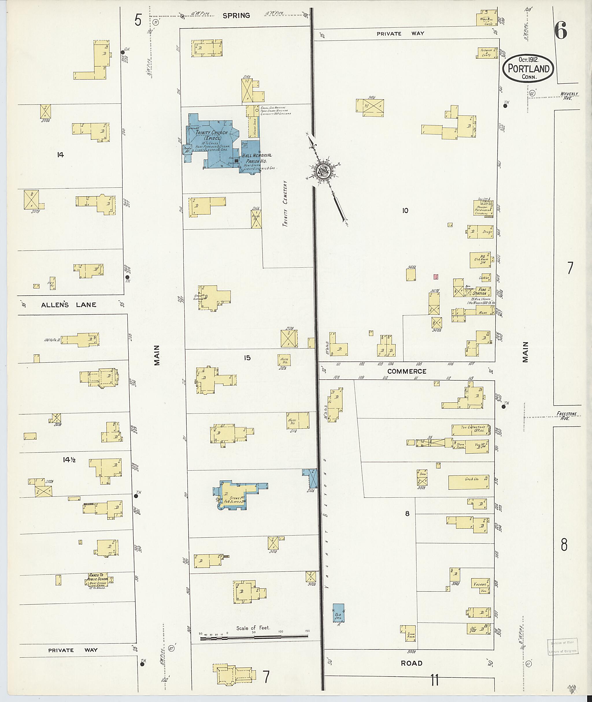 This old map of Portland, Middlesex County, Connecticut was created by Sanborn Map Company in 1912