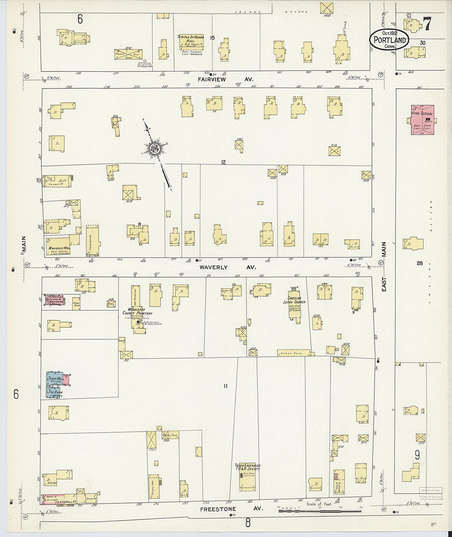 This old map of Portland, Middlesex County, Connecticut was created by Sanborn Map Company in 1912