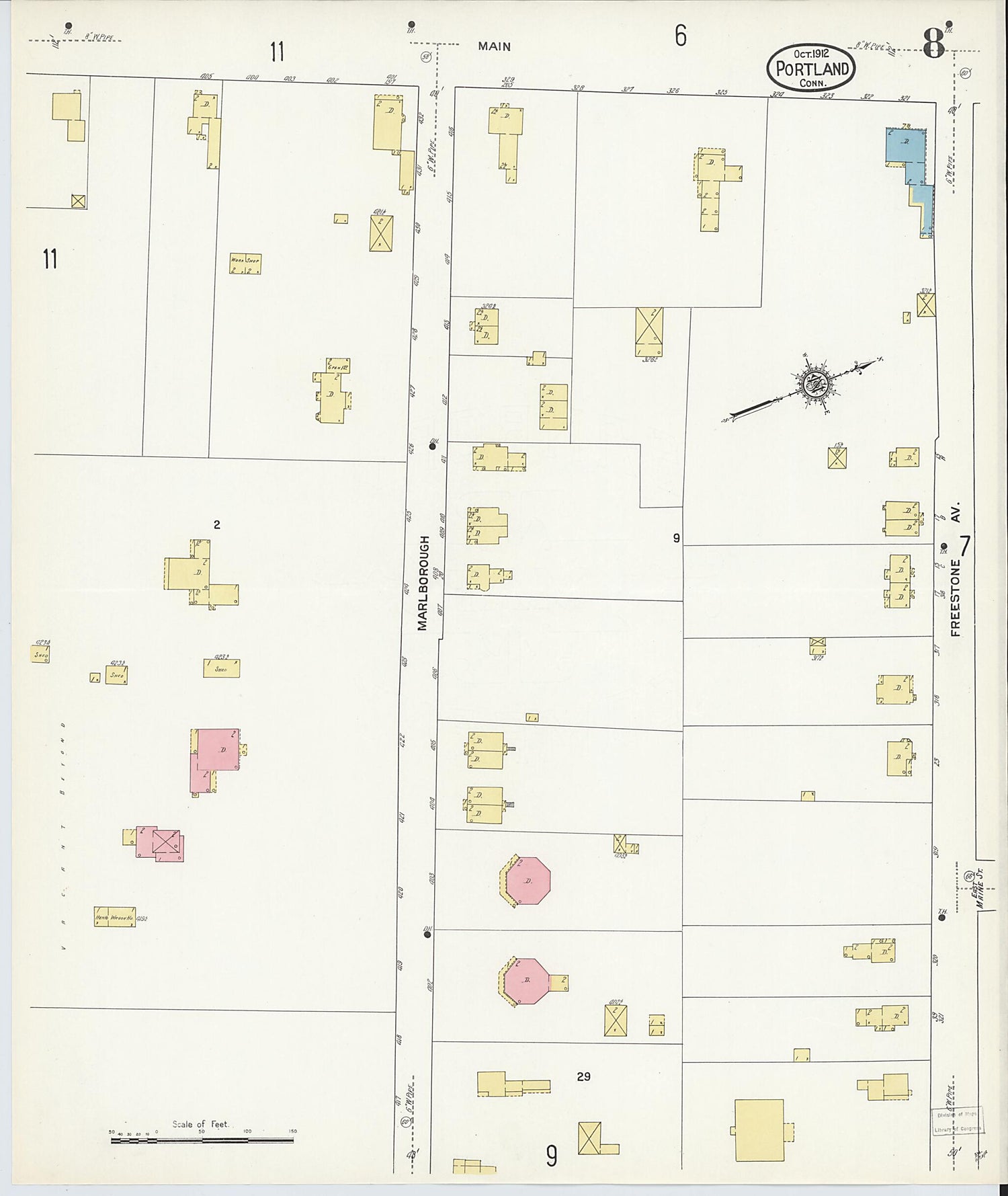 This old map of Portland, Middlesex County, Connecticut was created by Sanborn Map Company in 1912