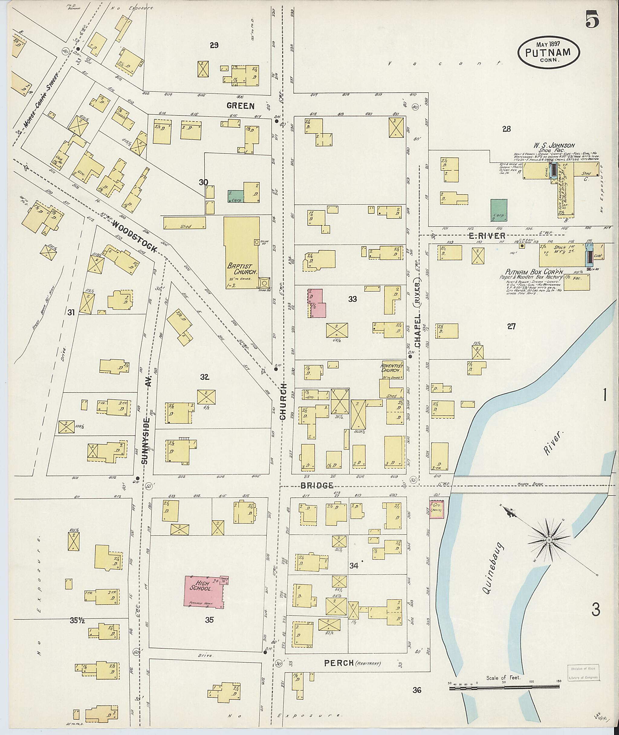 This old map of Putnam, Windham County, Connecticut was created by Sanborn Map Company in 1897