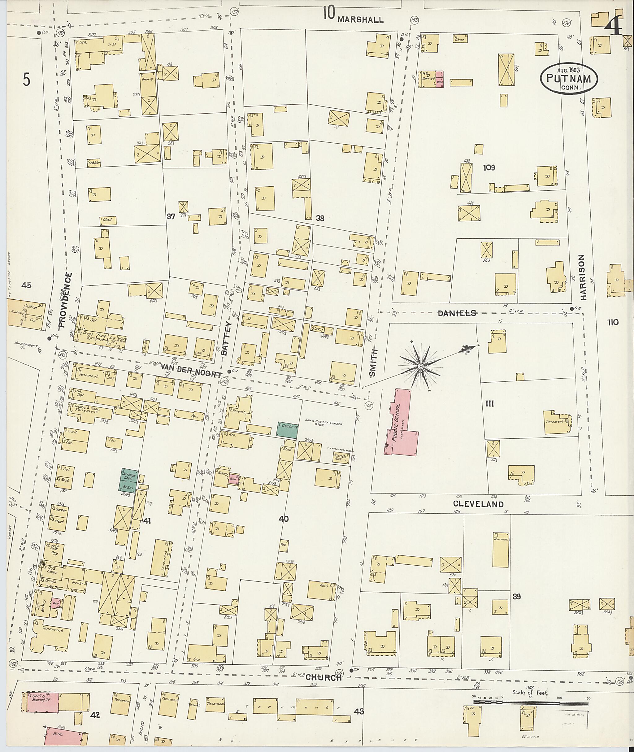 This old map of Putnam, Windham County, Connecticut was created by Sanborn Map Company in 1903