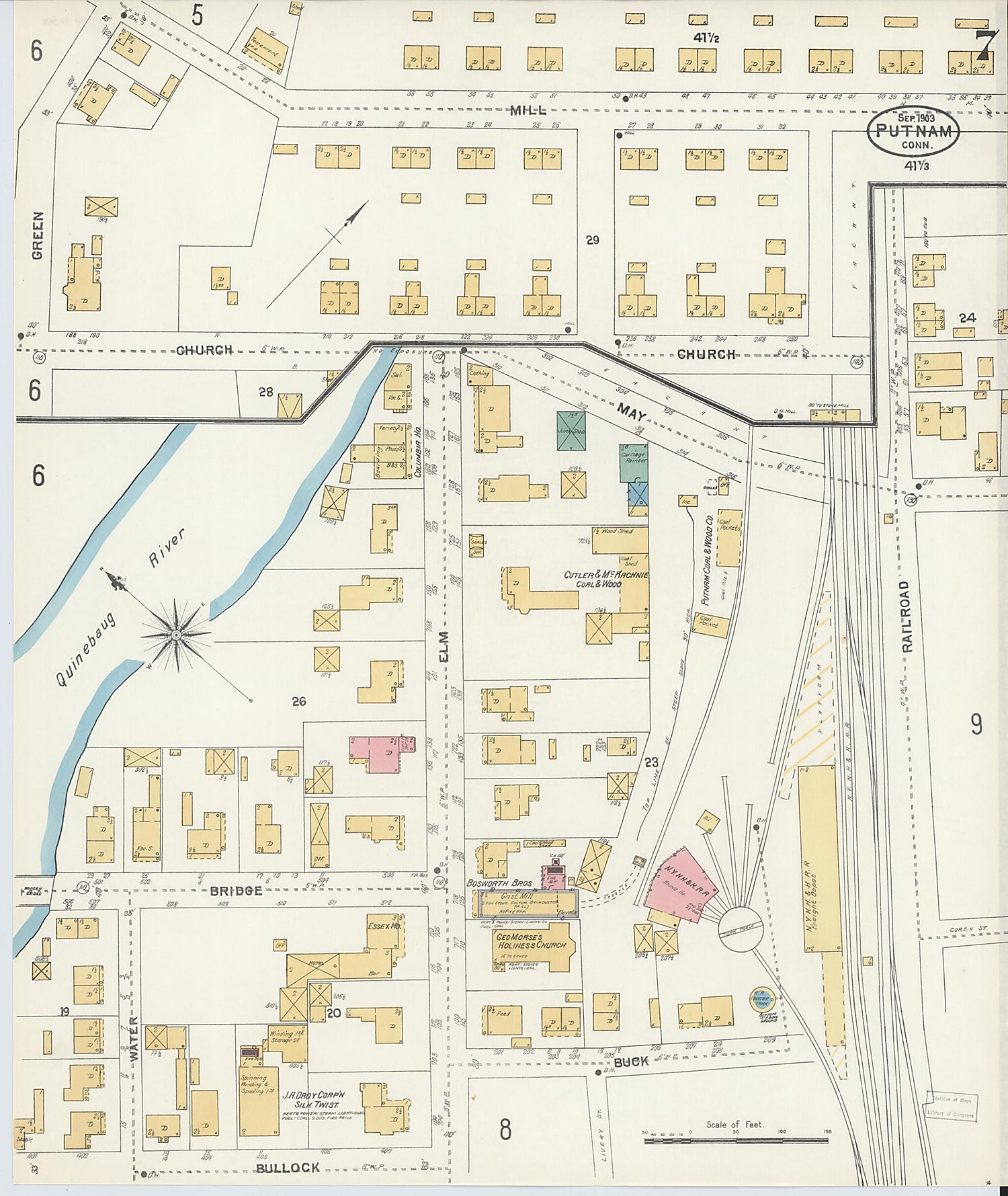This old map of Putnam, Windham County, Connecticut was created by Sanborn Map Company in 1903