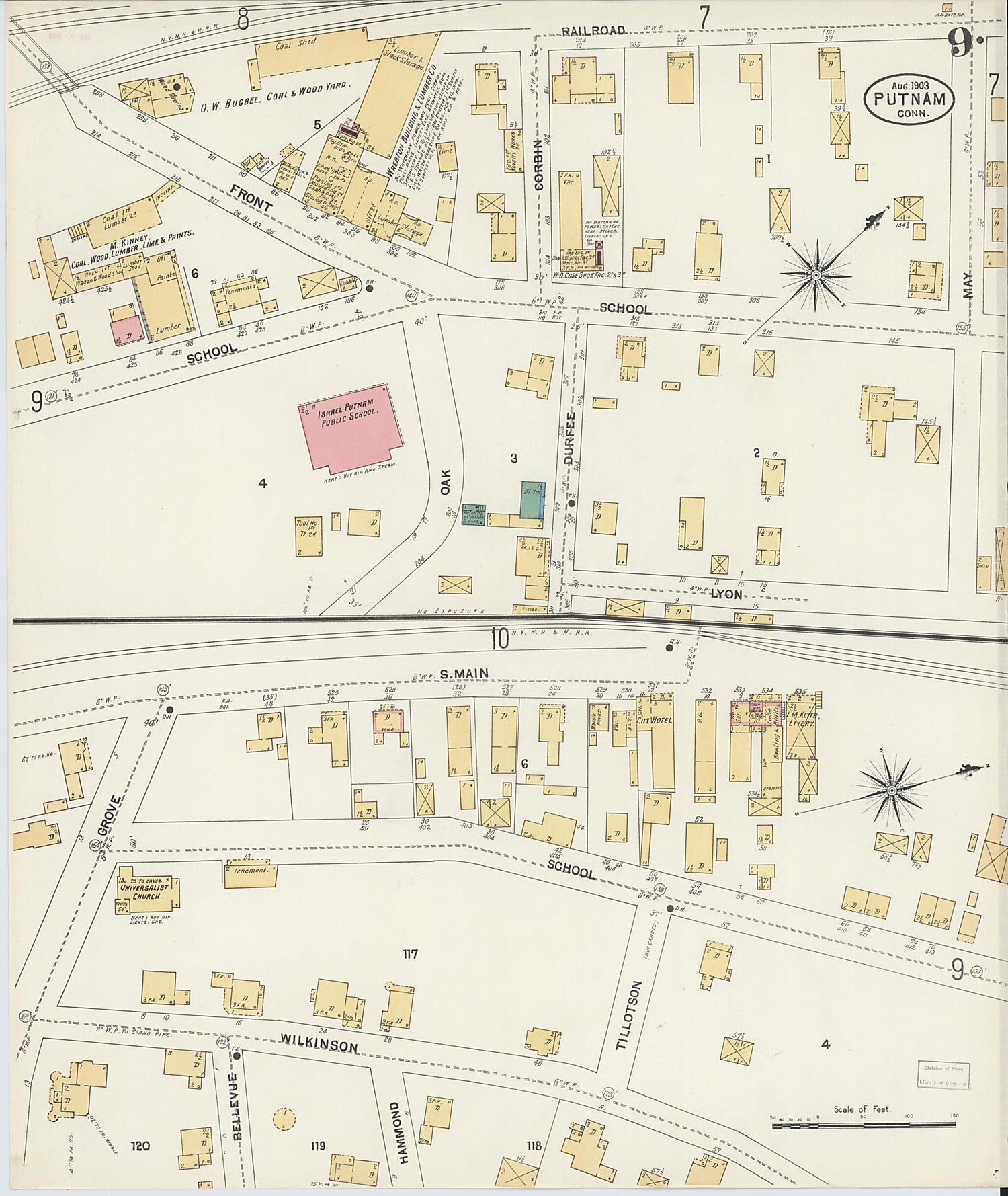 This old map of Putnam, Windham County, Connecticut was created by Sanborn Map Company in 1903