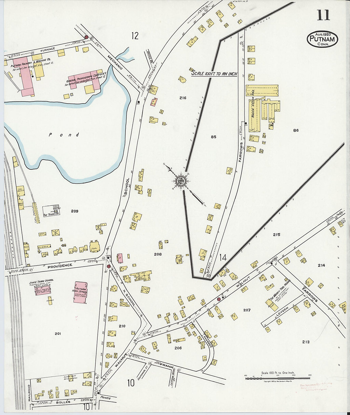 Putnam, Windham County, Connecticut 1920 (Sheet 11 of 18) by Relic Map Company
