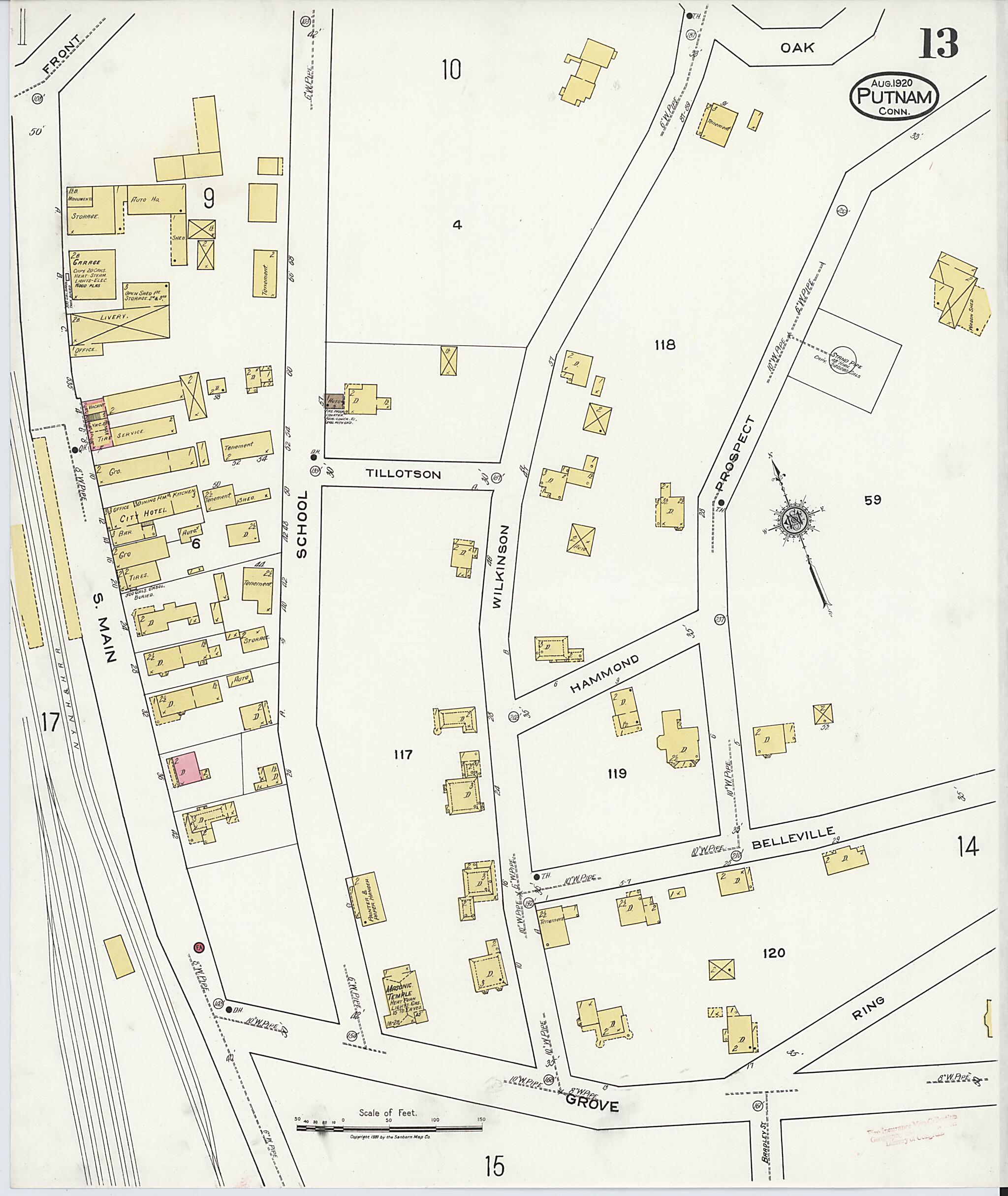 This old map of Putnam, Windham County, Connecticut was created by Sanborn Map Company in 1920