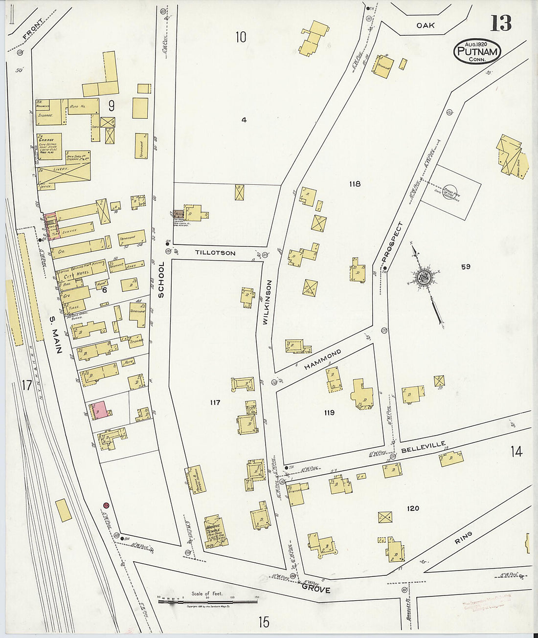 This old map of Putnam, Windham County, Connecticut was created by Sanborn Map Company in 1920