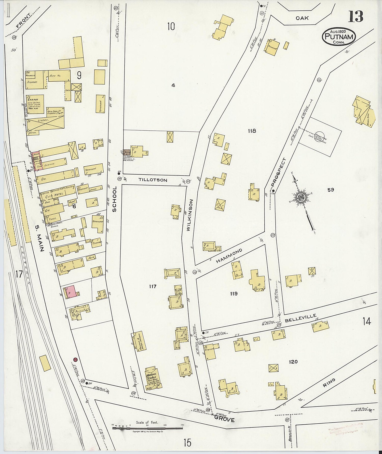 This old map of Putnam, Windham County, Connecticut was created by Sanborn Map Company in 1920