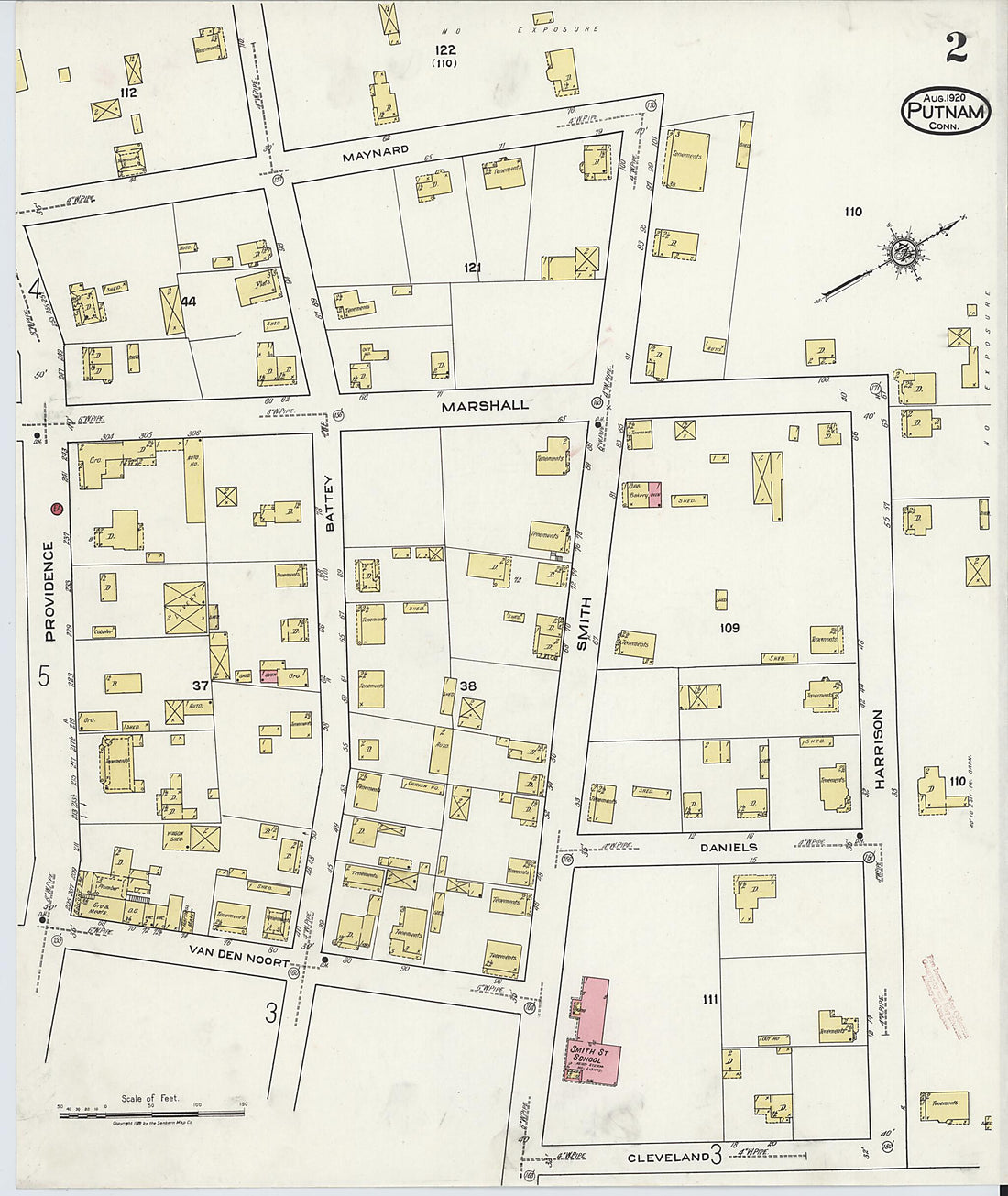This old map of Putnam, Windham County, Connecticut was created by Sanborn Map Company in 1920