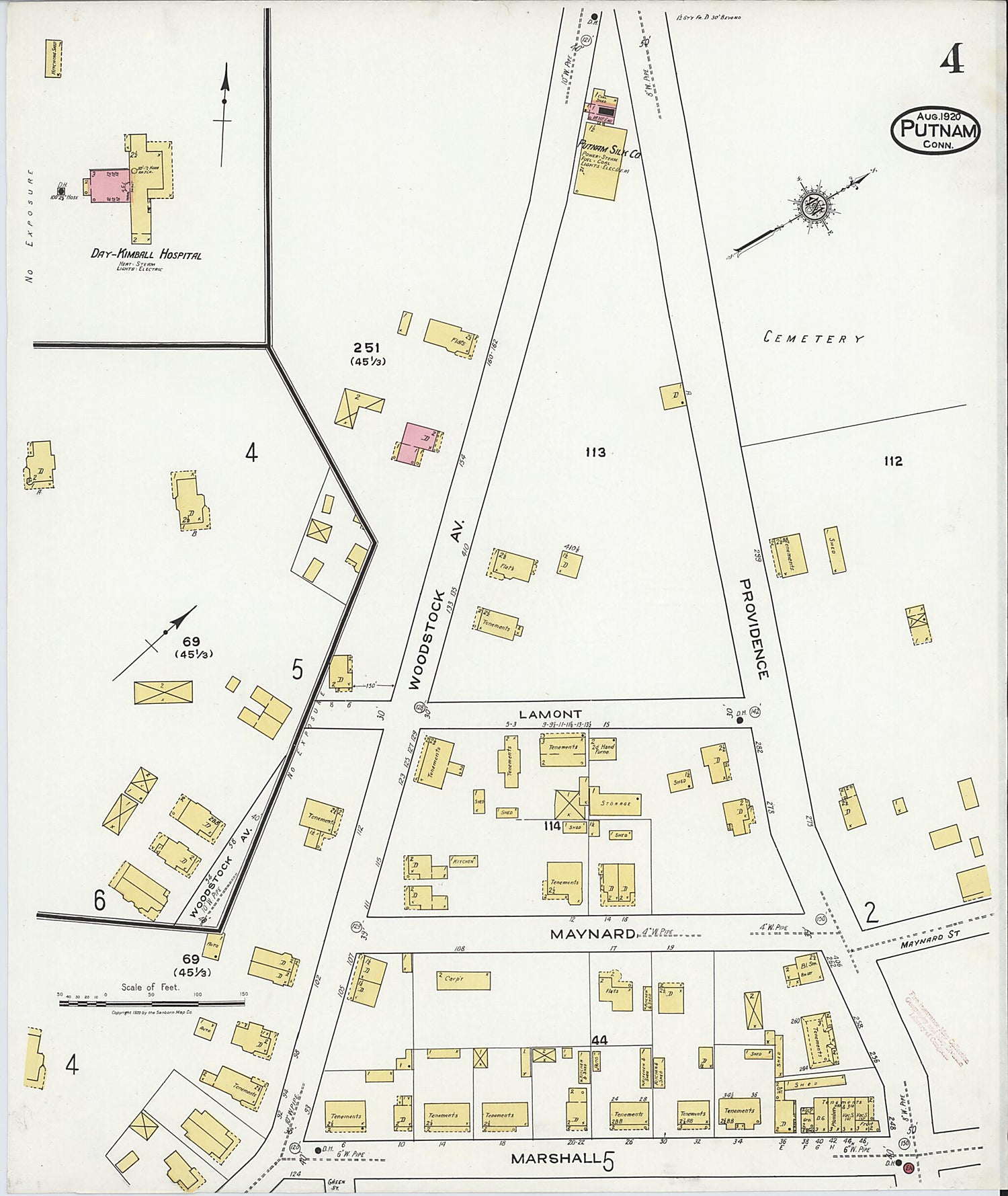 This old map of Putnam, Windham County, Connecticut was created by Sanborn Map Company in 1920