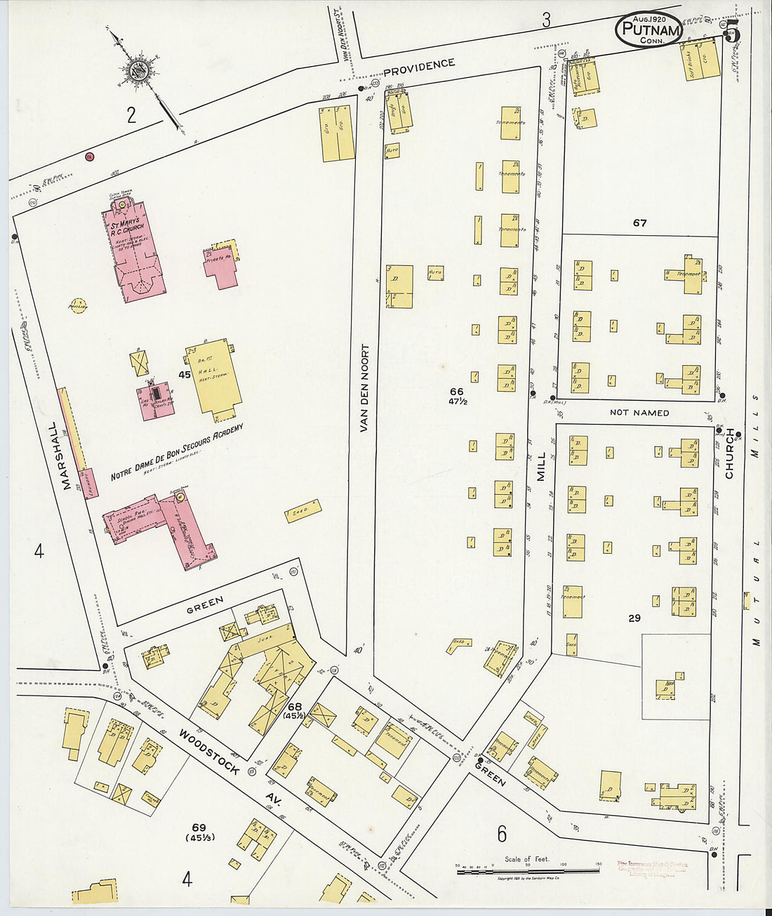 This old map of Putnam, Windham County, Connecticut was created by Sanborn Map Company in 1920