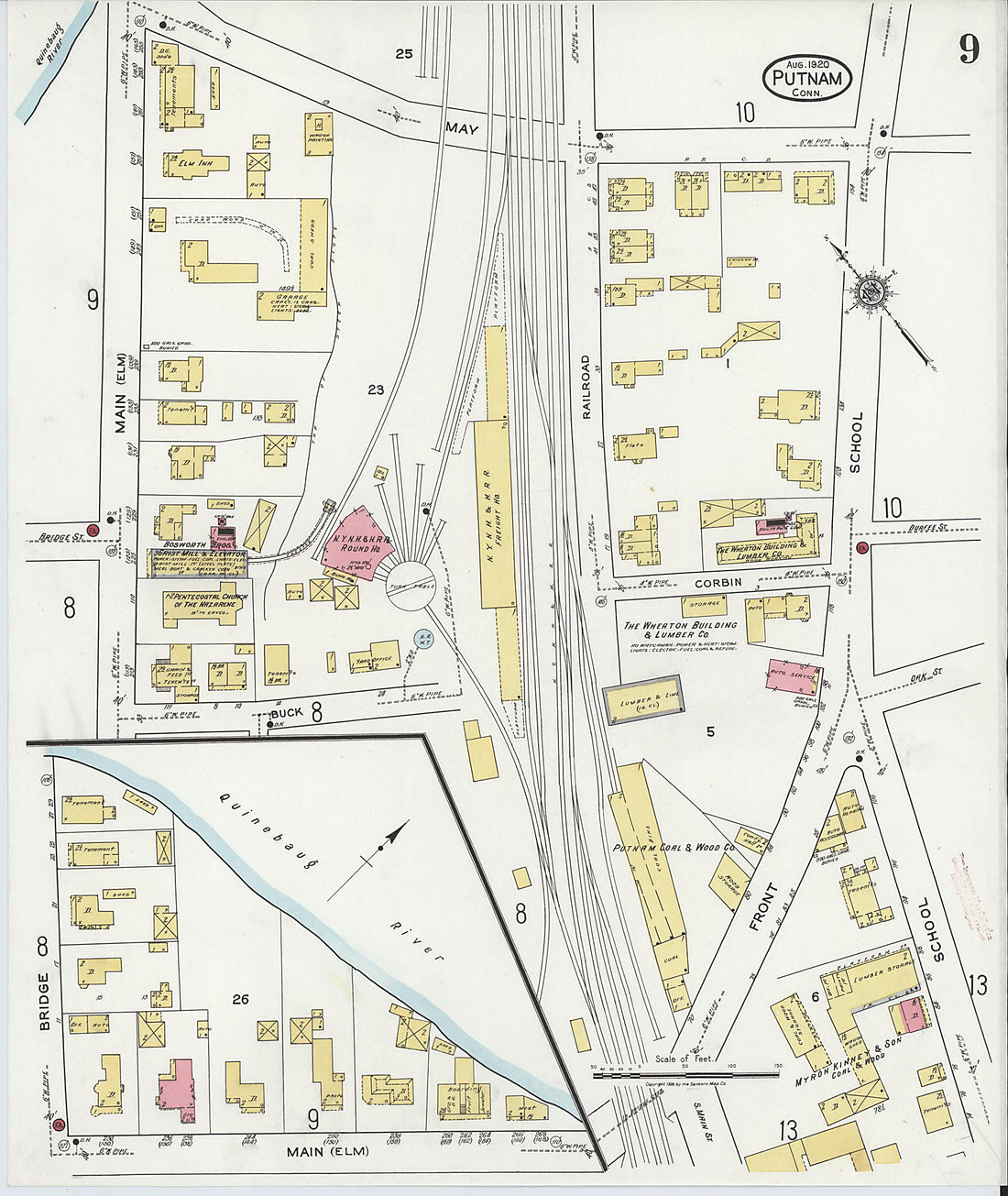 This old map of Putnam, Windham County, Connecticut was created by Sanborn Map Company in 1920