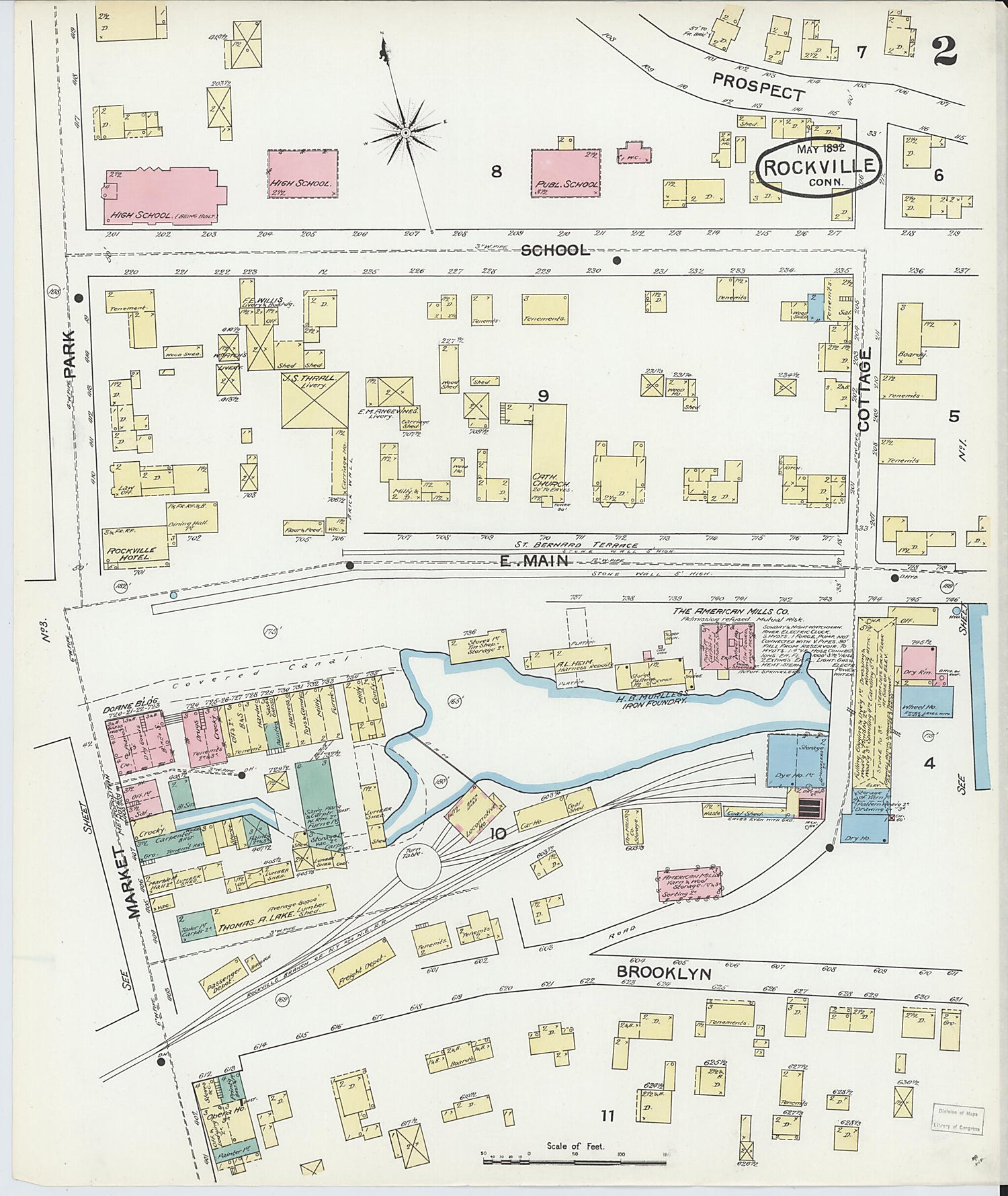 This old map of Rockville, Tolland County, Connecticut was created by Sanborn Map Company in 1892