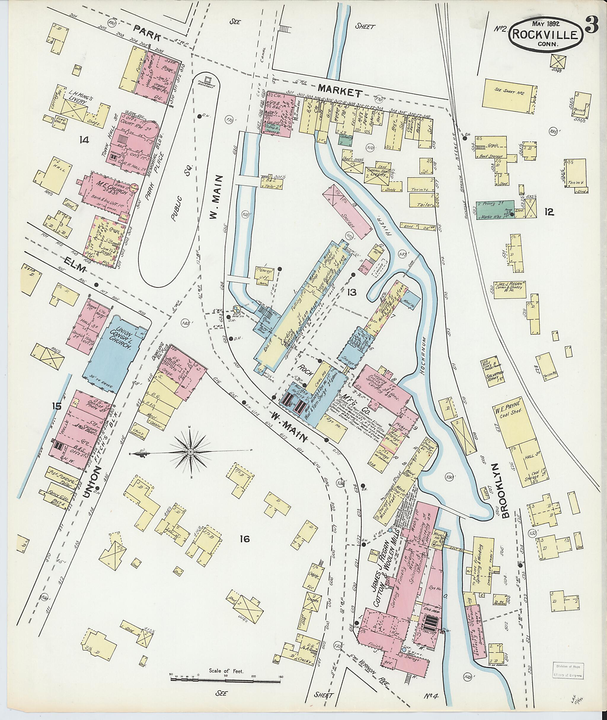 This old map of Rockville, Tolland County, Connecticut was created by Sanborn Map Company in 1892