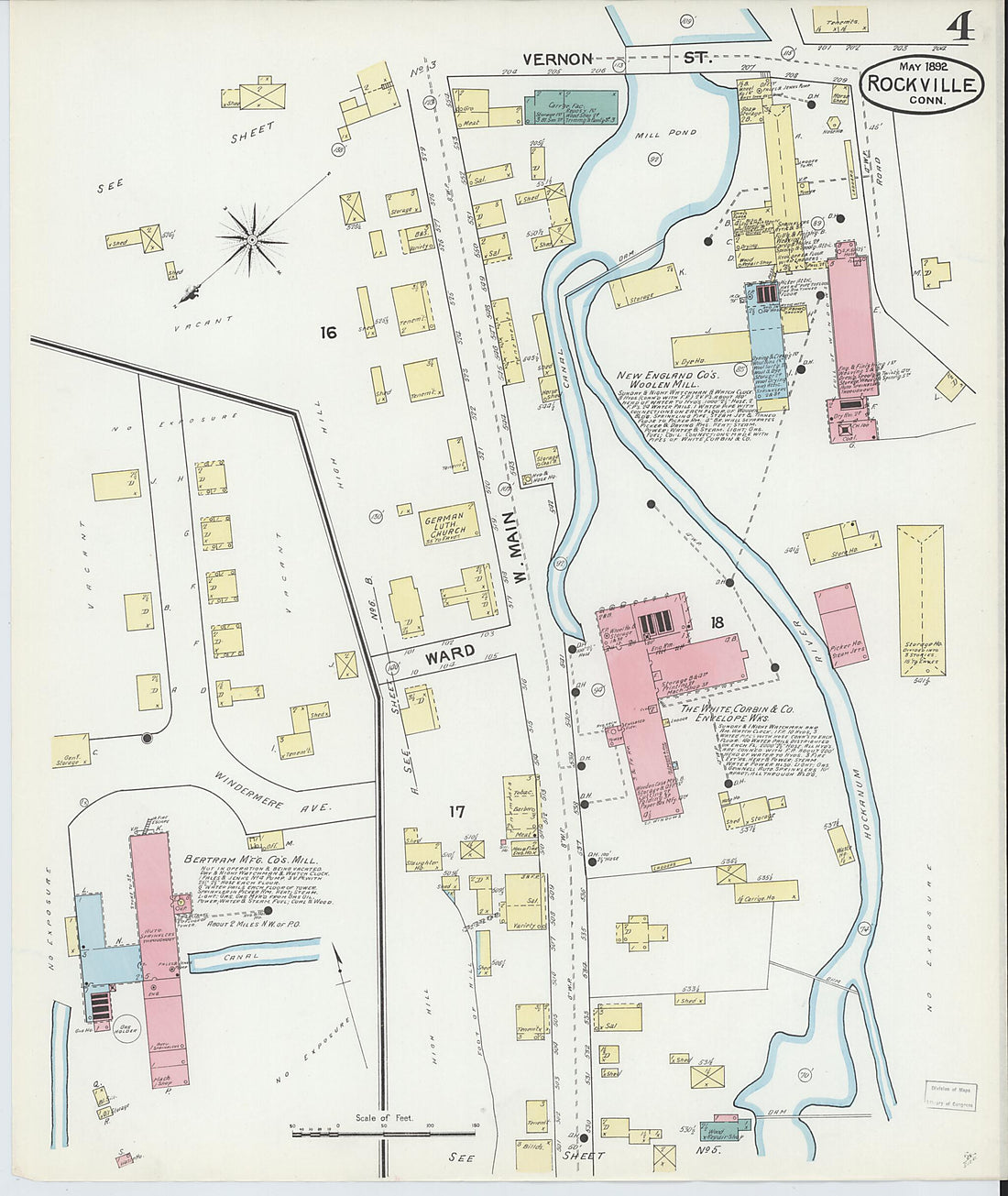 This old map of Rockville, Tolland County, Connecticut was created by Sanborn Map Company in 1892