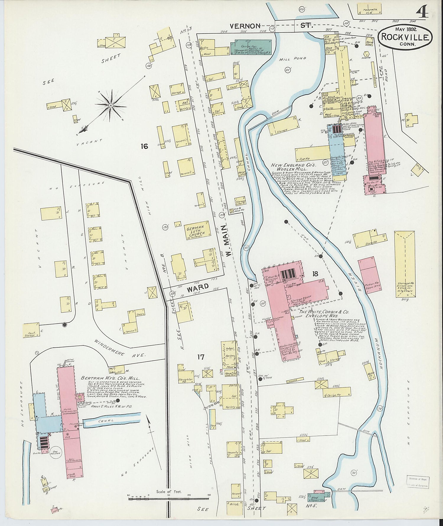 This old map of Rockville, Tolland County, Connecticut was created by Sanborn Map Company in 1892