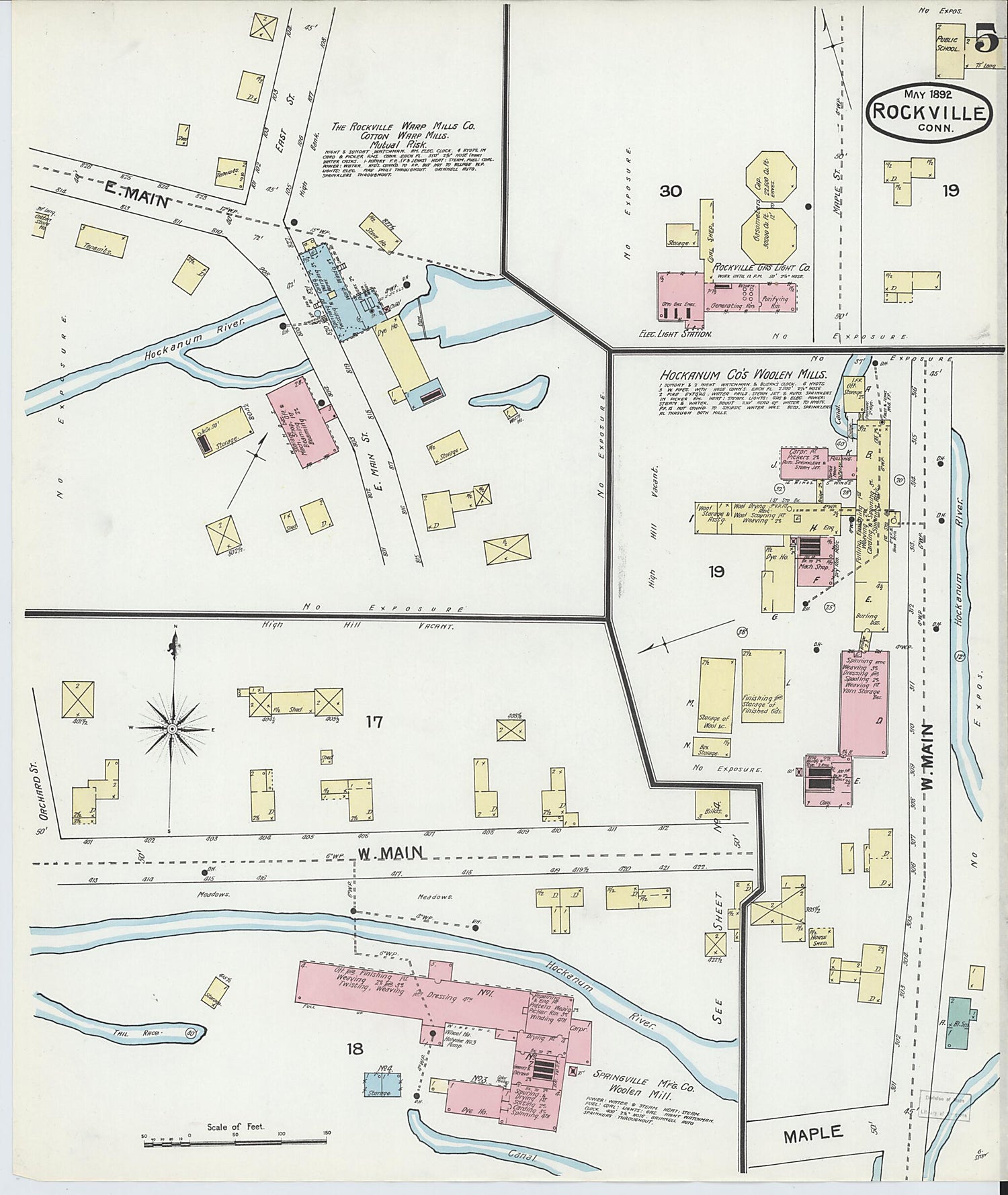 This old map of Rockville, Tolland County, Connecticut was created by Sanborn Map Company in 1892