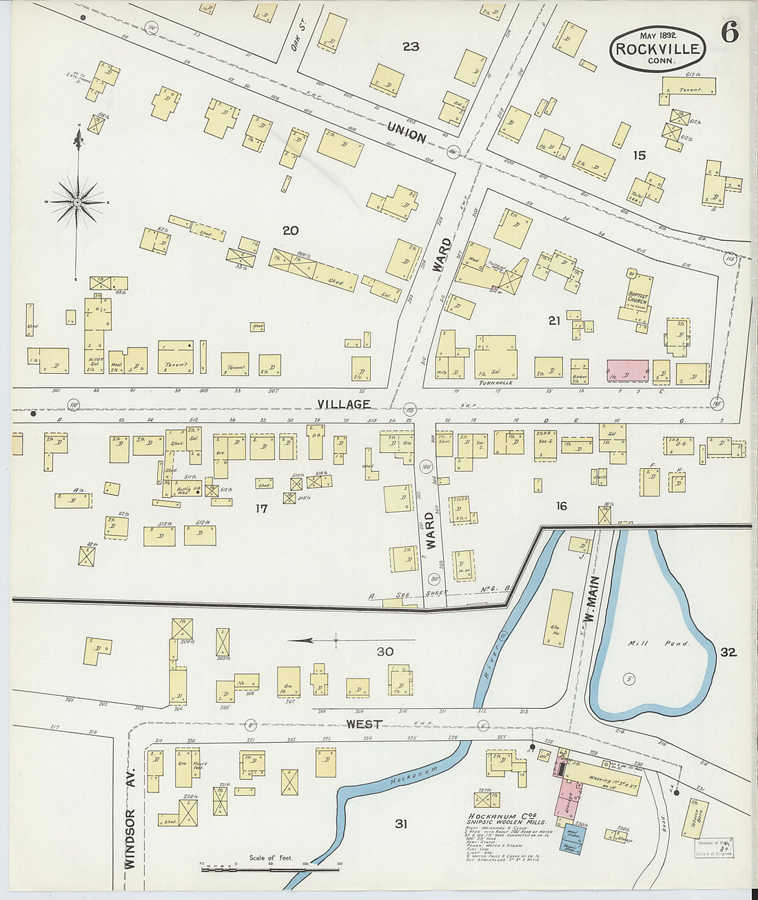 This old map of Rockville, Tolland County, Connecticut was created by Sanborn Map Company in 1892