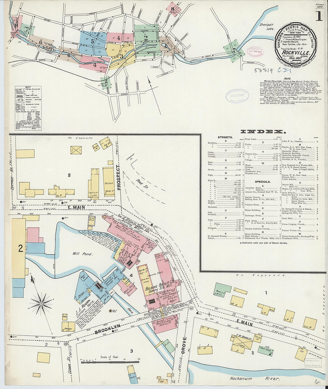 This old map of Rockville, Tolland County, Connecticut was created by Sanborn Map Company in 1897