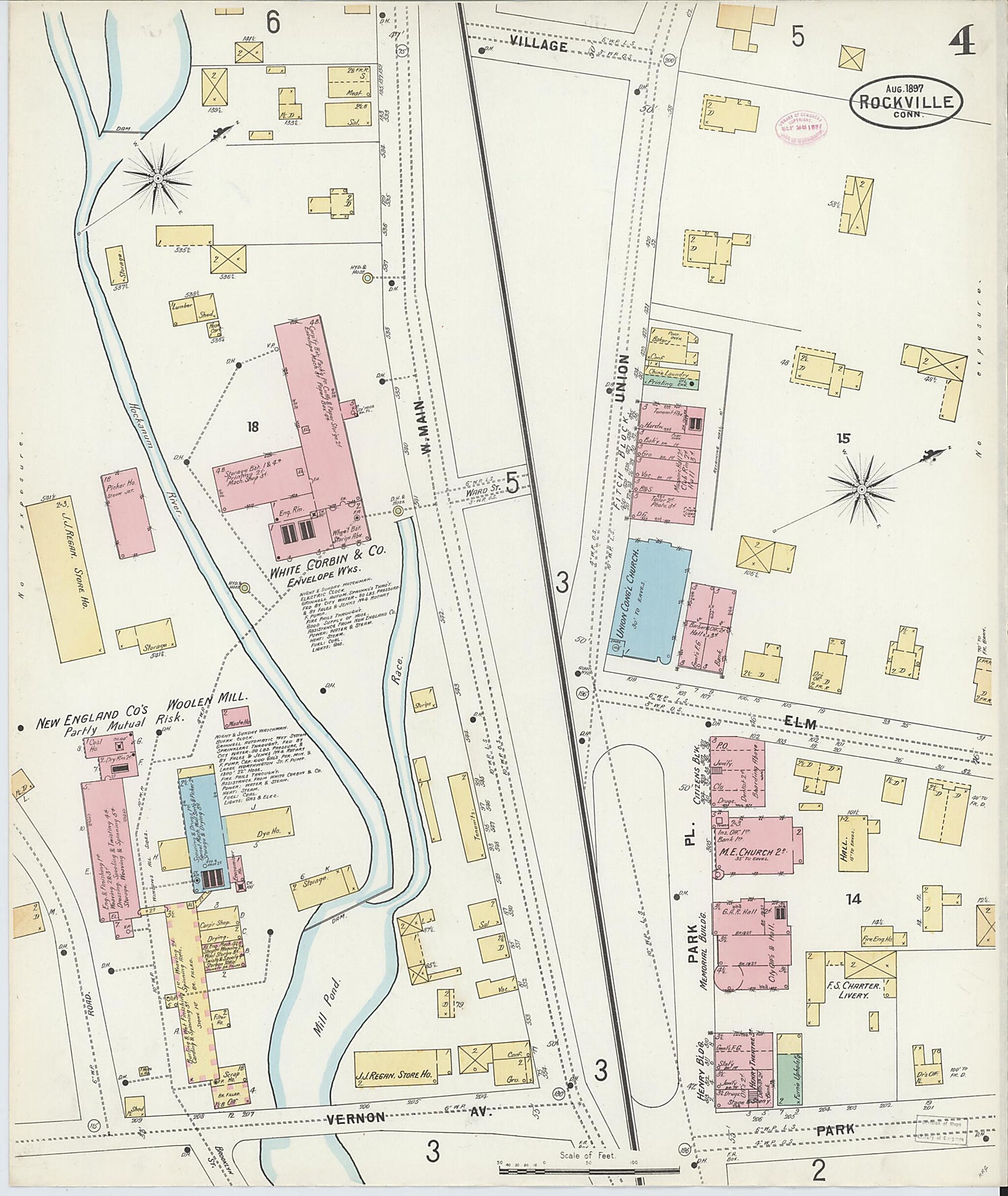 This old map of Rockville, Tolland County, Connecticut was created by Sanborn Map Company in 1897