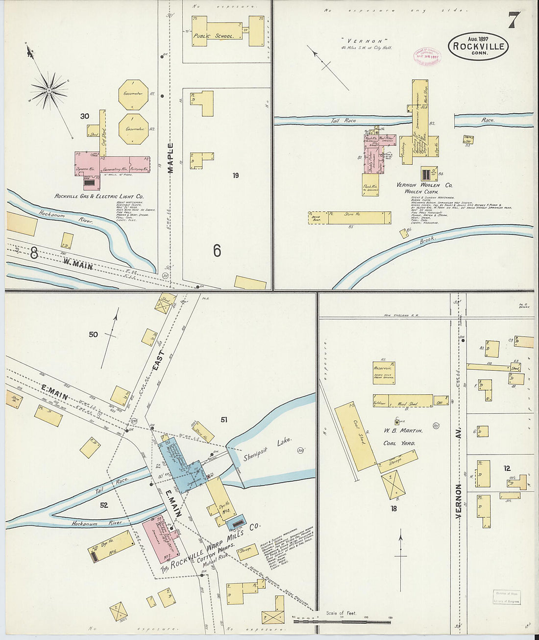 This old map of Rockville, Tolland County, Connecticut was created by Sanborn Map Company in 1897