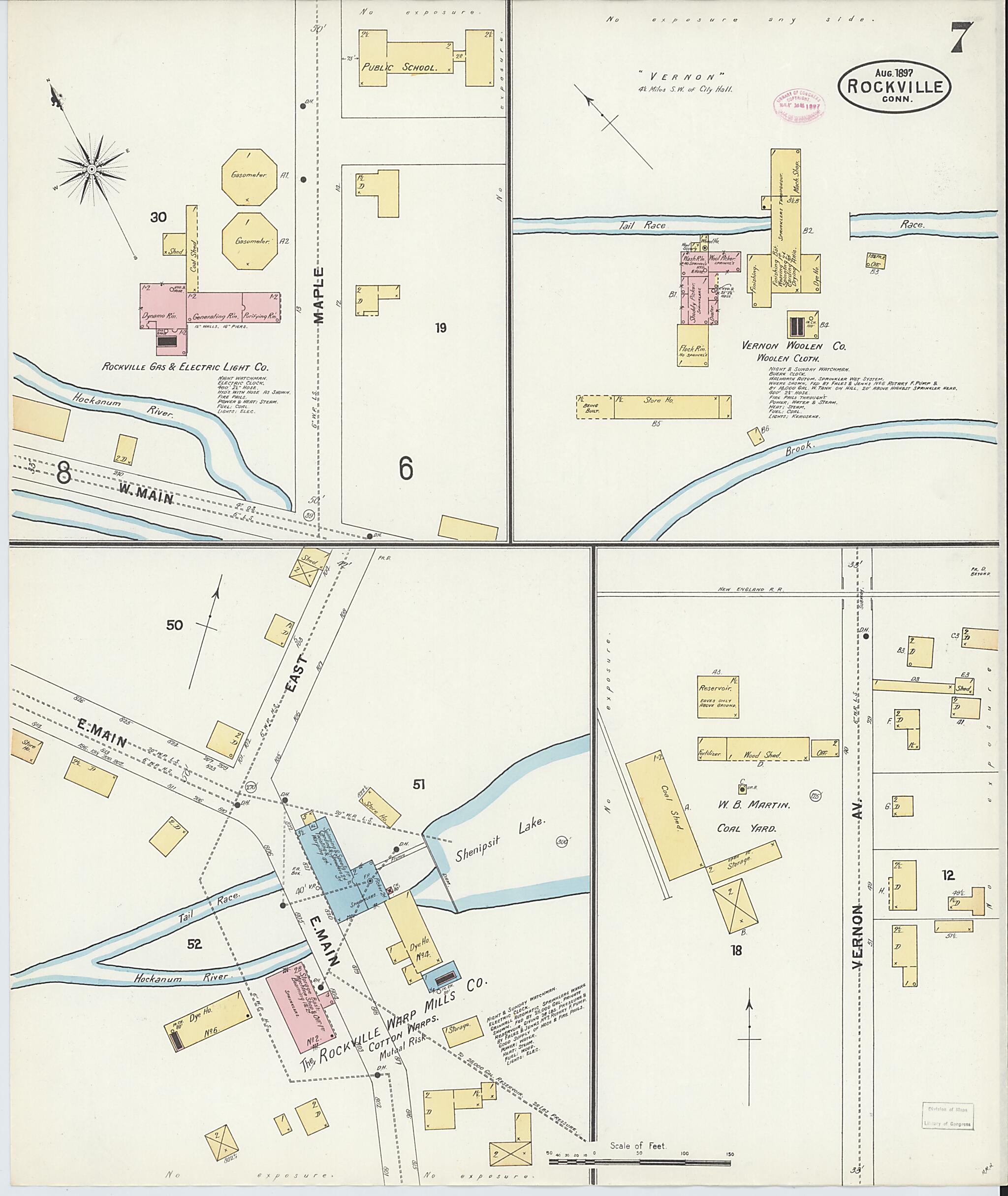 This old map of Rockville, Tolland County, Connecticut was created by Sanborn Map Company in 1897