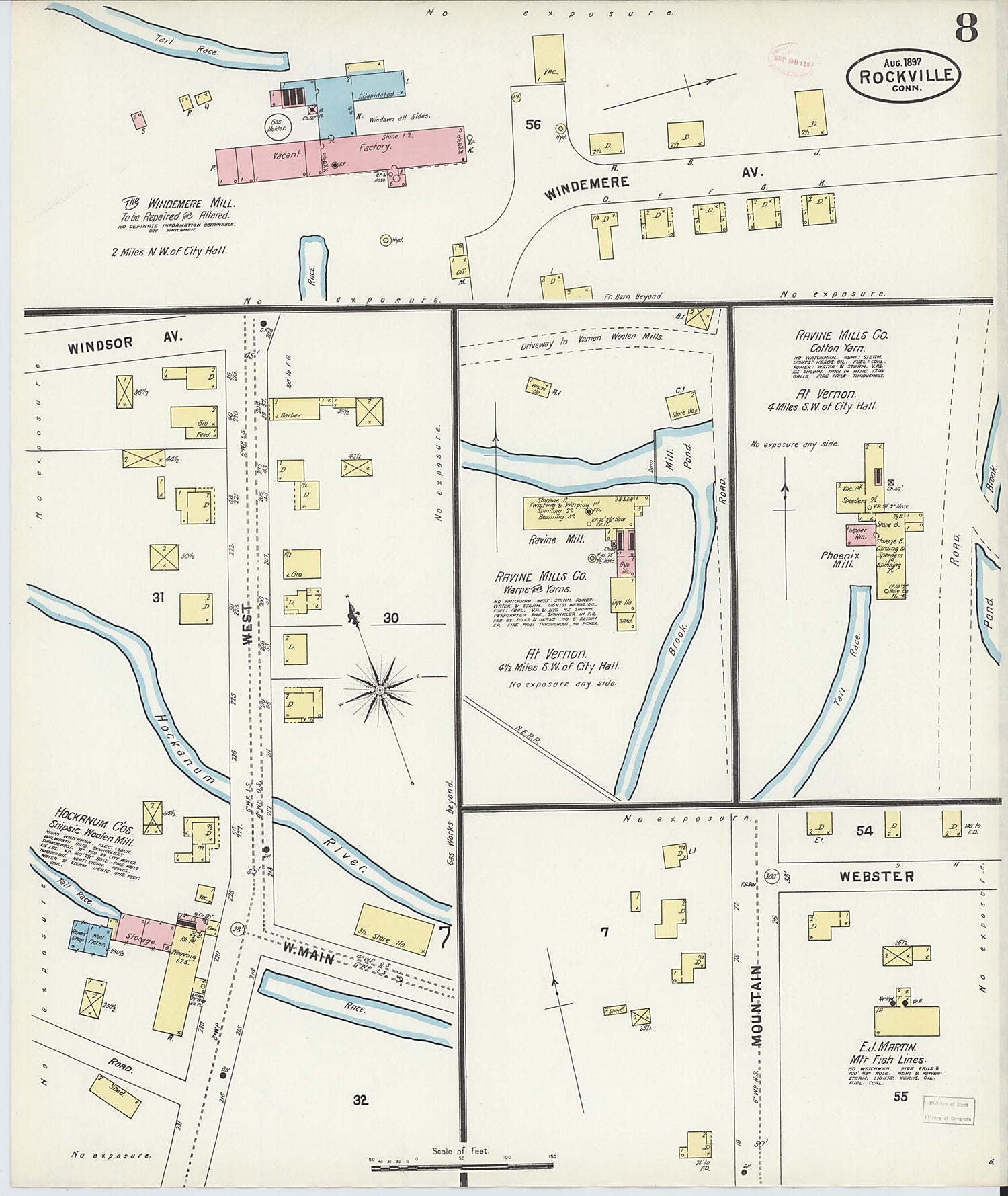 This old map of Rockville, Tolland County, Connecticut was created by Sanborn Map Company in 1897