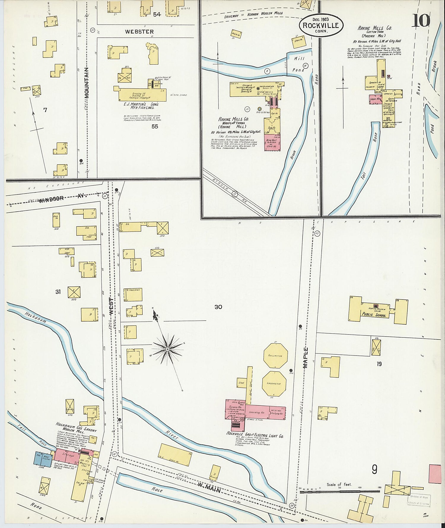 This old map of Rockville, Tolland County, Connecticut was created by Sanborn Map Company in 1903