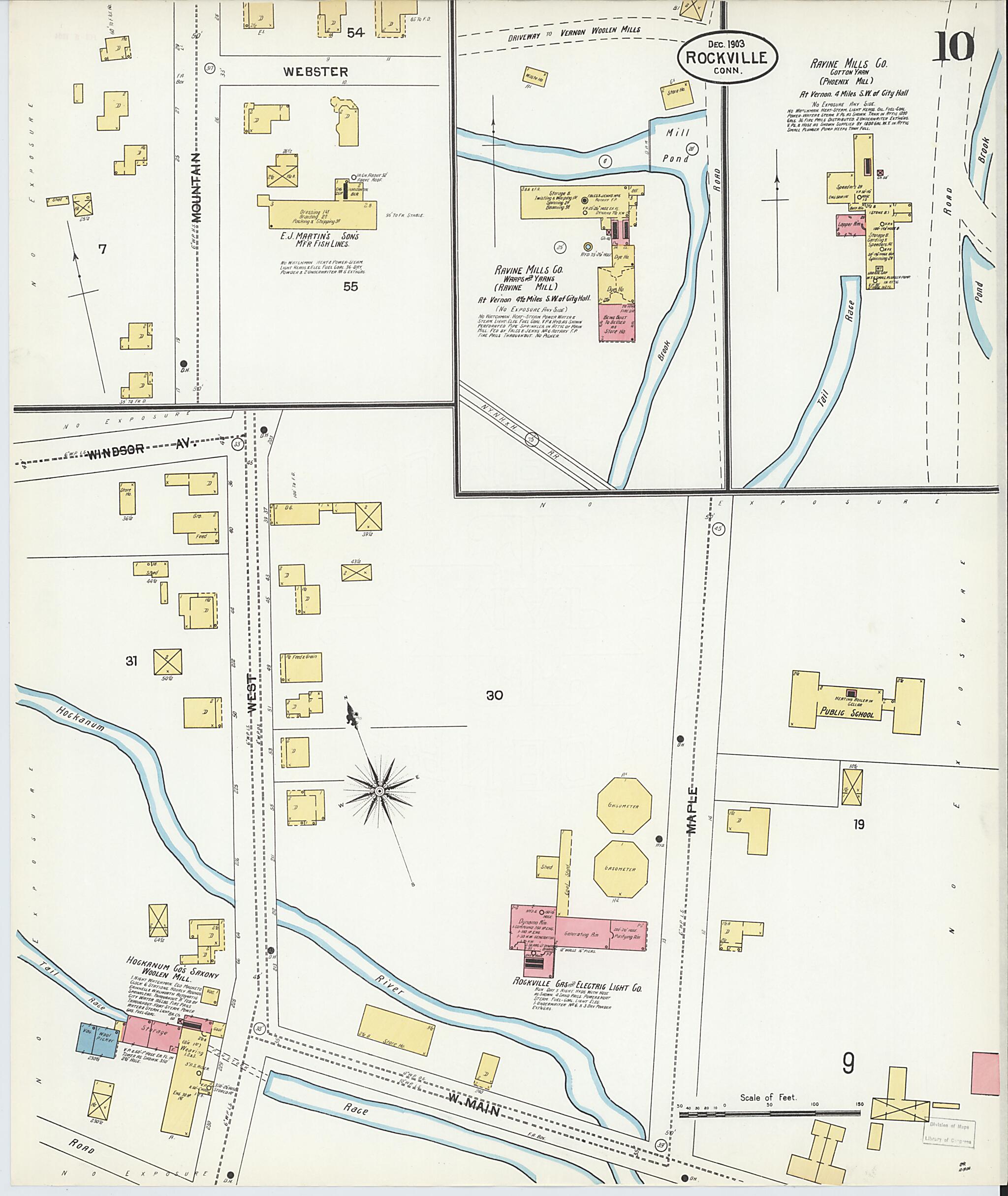 This old map of Rockville, Tolland County, Connecticut was created by Sanborn Map Company in 1903
