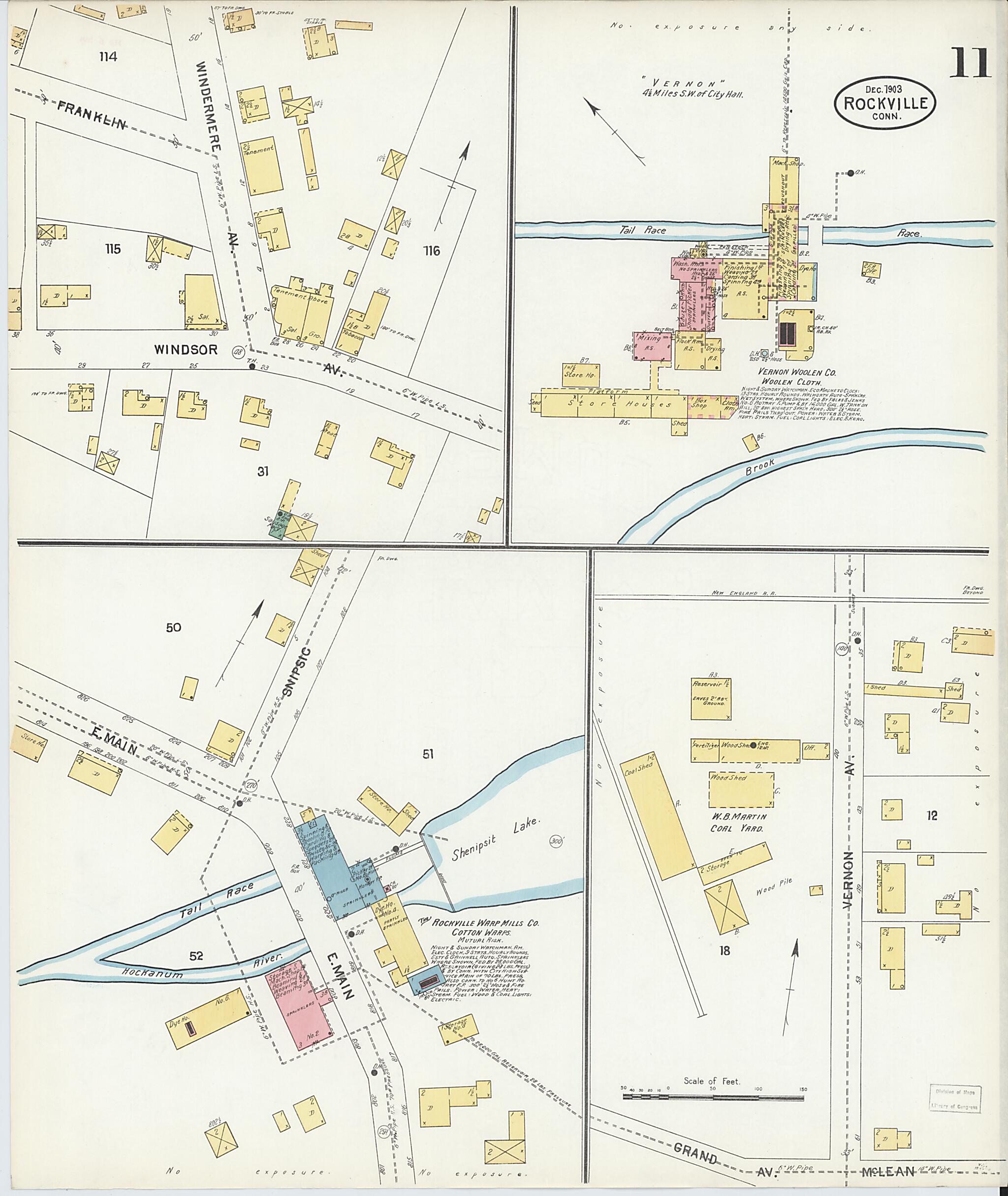 This old map of Rockville, Tolland County, Connecticut was created by Sanborn Map Company in 1903