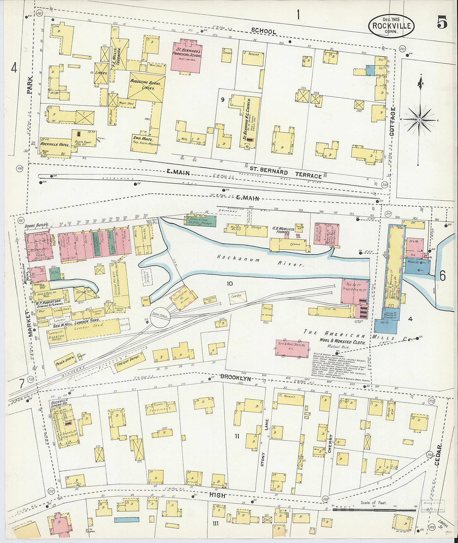 This old map of Rockville, Tolland County, Connecticut was created by Sanborn Map Company in 1903
