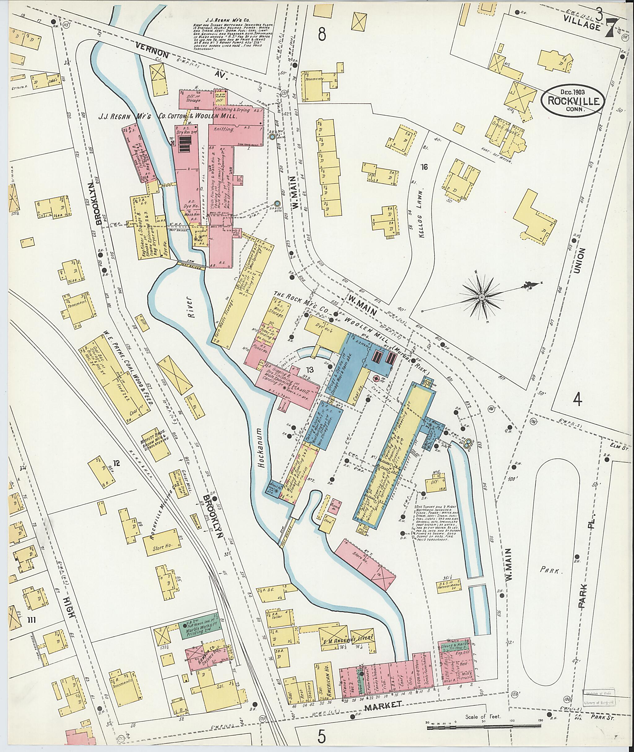 This old map of Rockville, Tolland County, Connecticut was created by Sanborn Map Company in 1903