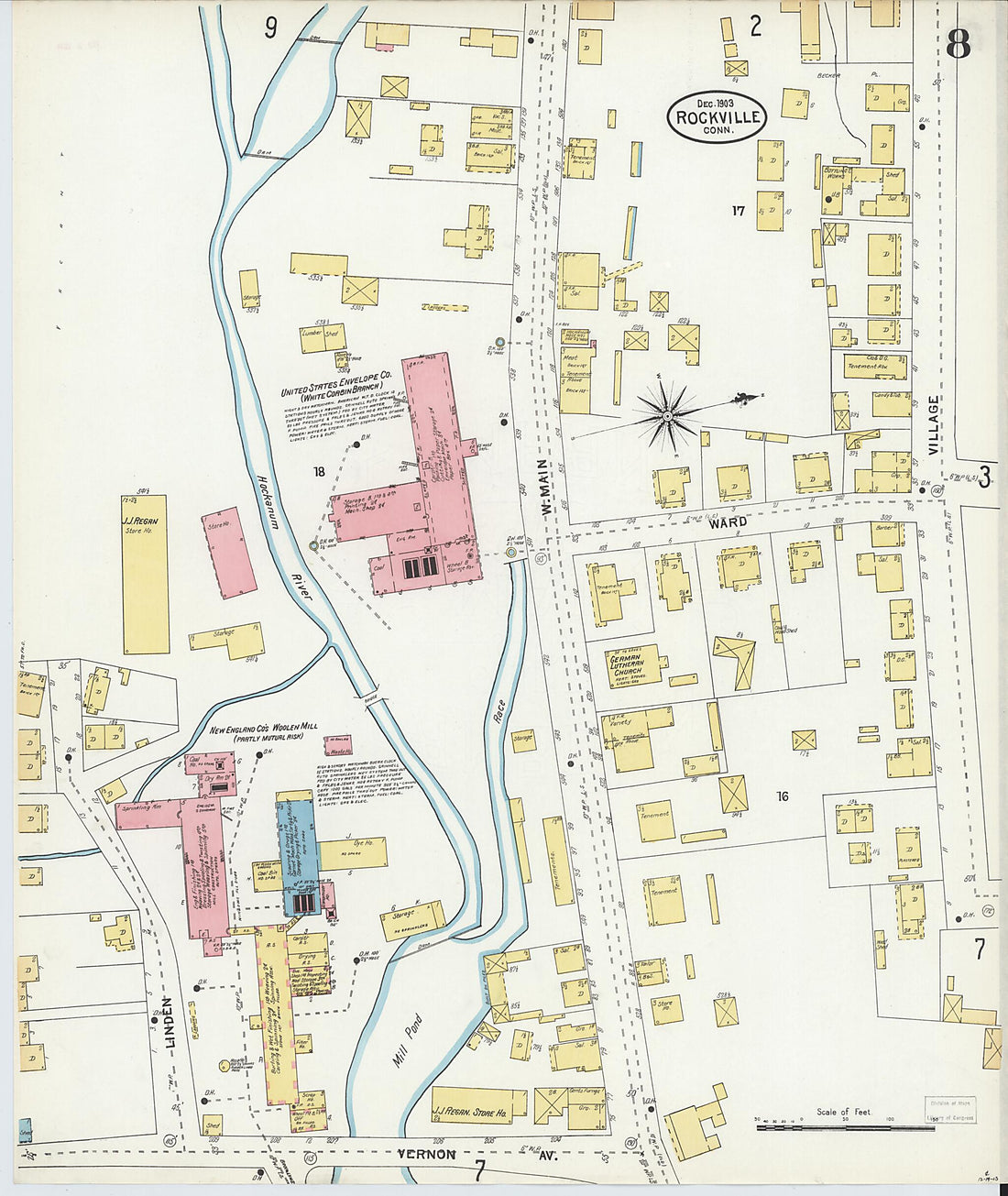 This old map of Rockville, Tolland County, Connecticut was created by Sanborn Map Company in 1903