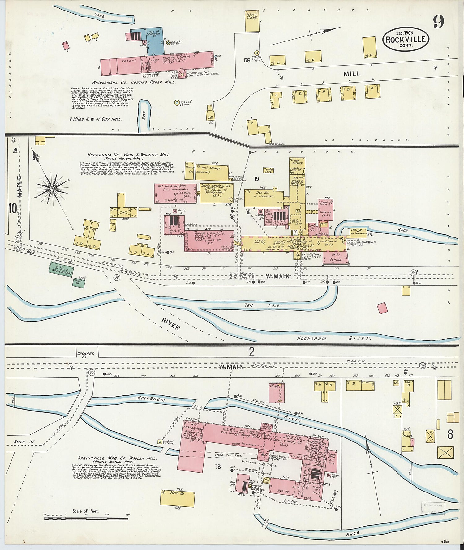 This old map of Rockville, Tolland County, Connecticut was created by Sanborn Map Company in 1903