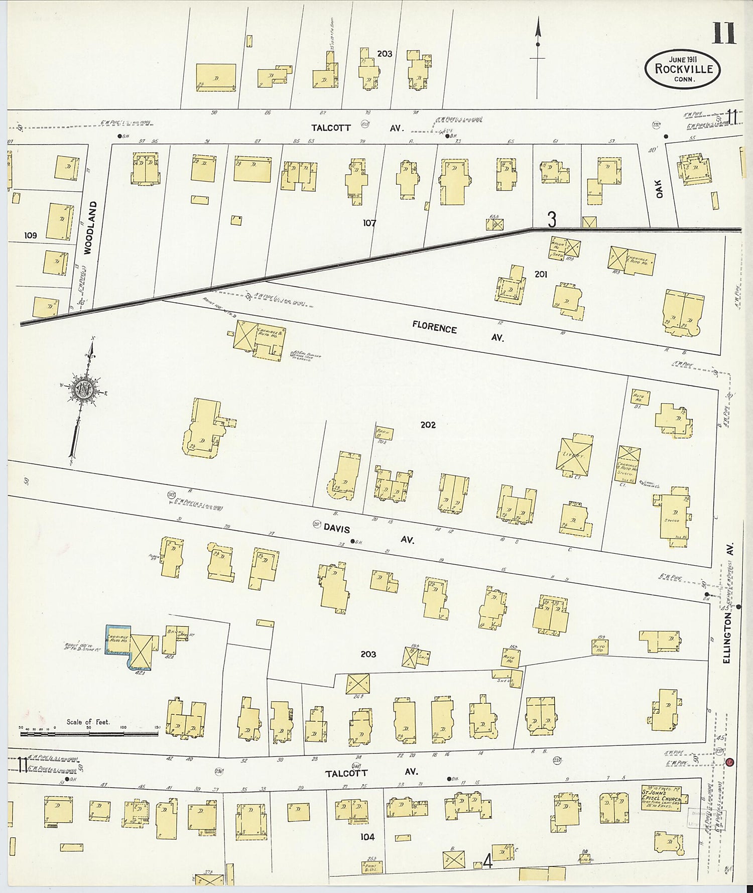 This old map of Rockville, Tolland County, Connecticut was created by Sanborn Map Company in 1911